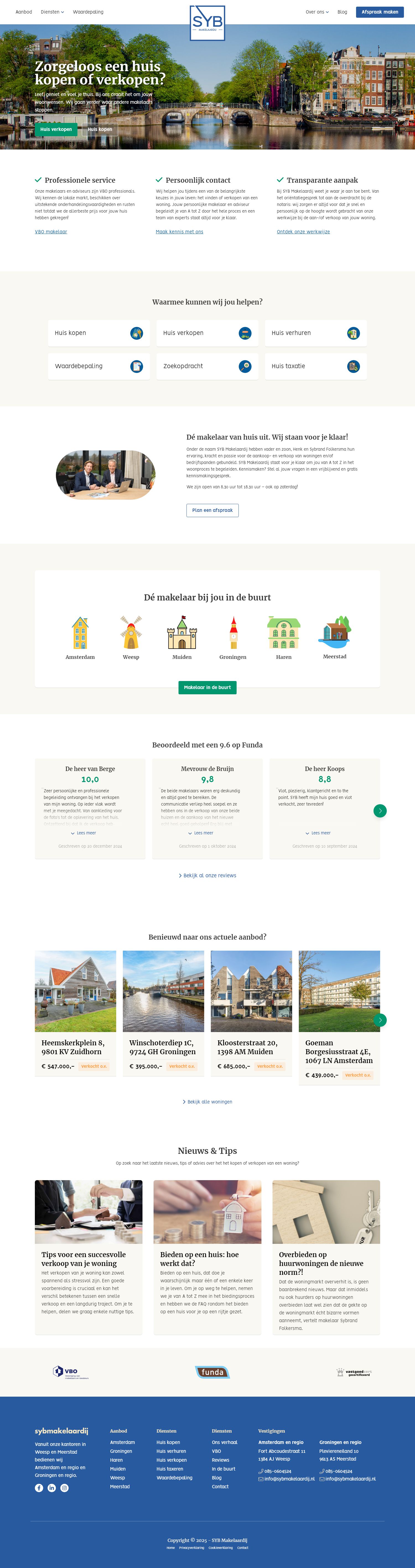 Screenshot van de website van www.sybmakelaardij.nl