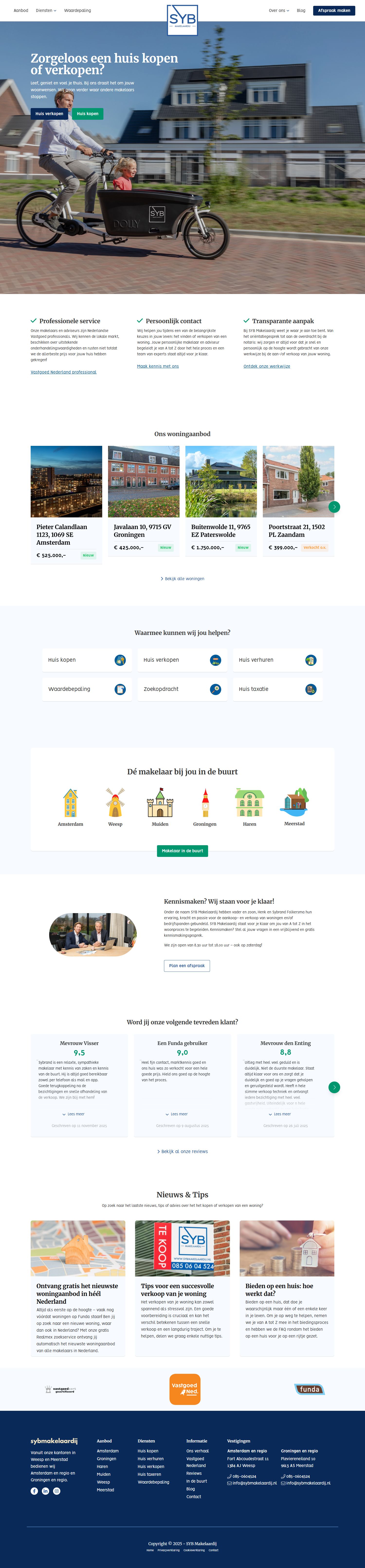 Screenshot van de website van www.sybmakelaardij.nl