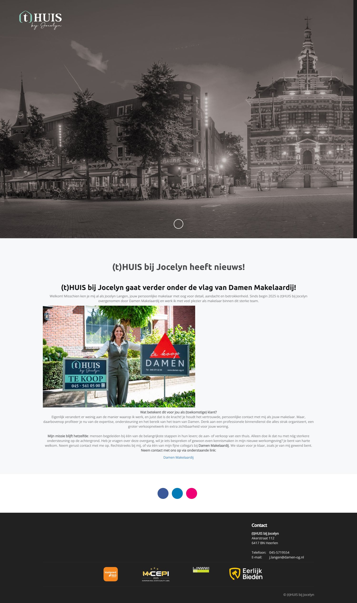 Screenshot of the website of www.thuisbijjocelyn.nl