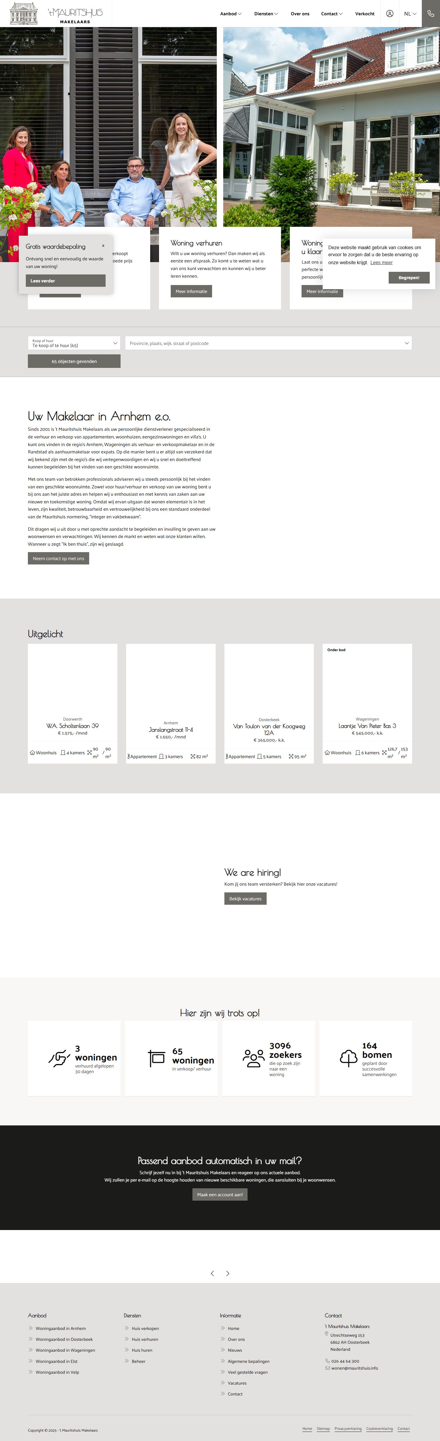 Screenshot of the website of www.mauritshuis.info