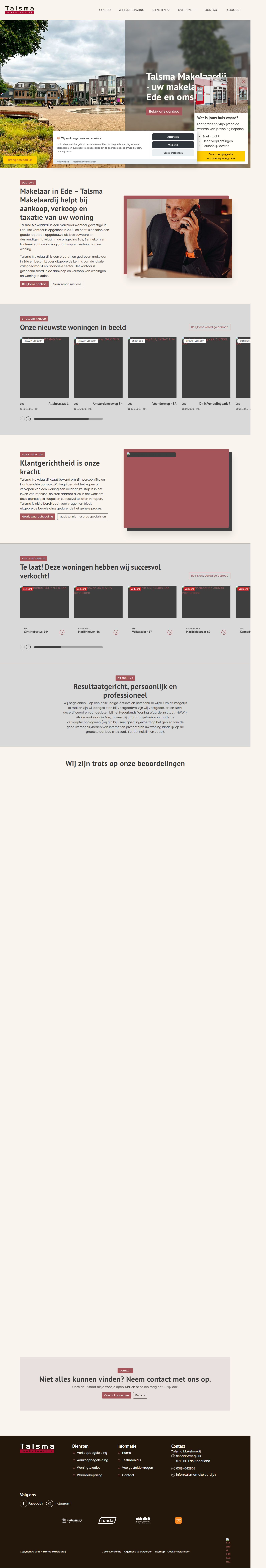 Screenshot of the website of www.talsmamakelaardij.nl