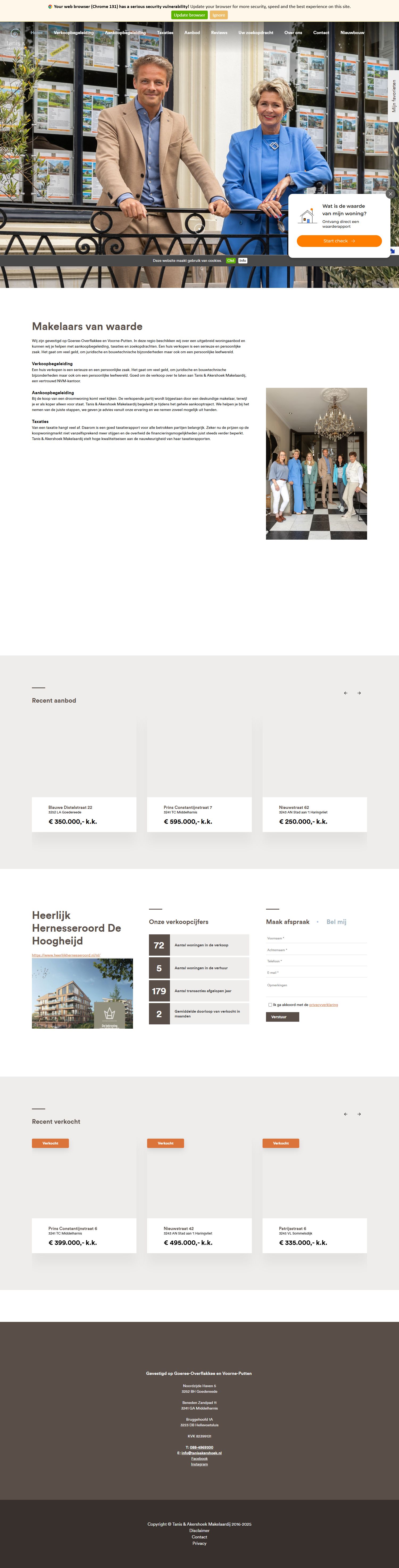 Capture d'écran du site web de www.tanisakershoek.nl