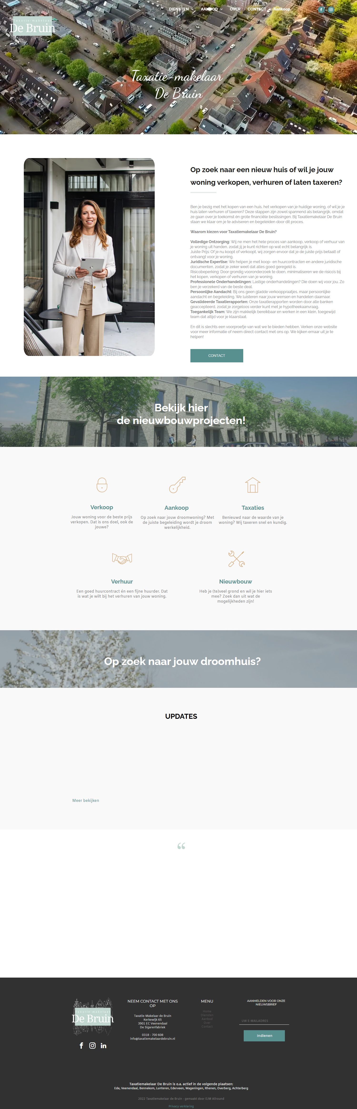 Capture d'écran du site web de www.taxatiemakelaardebruin.nl