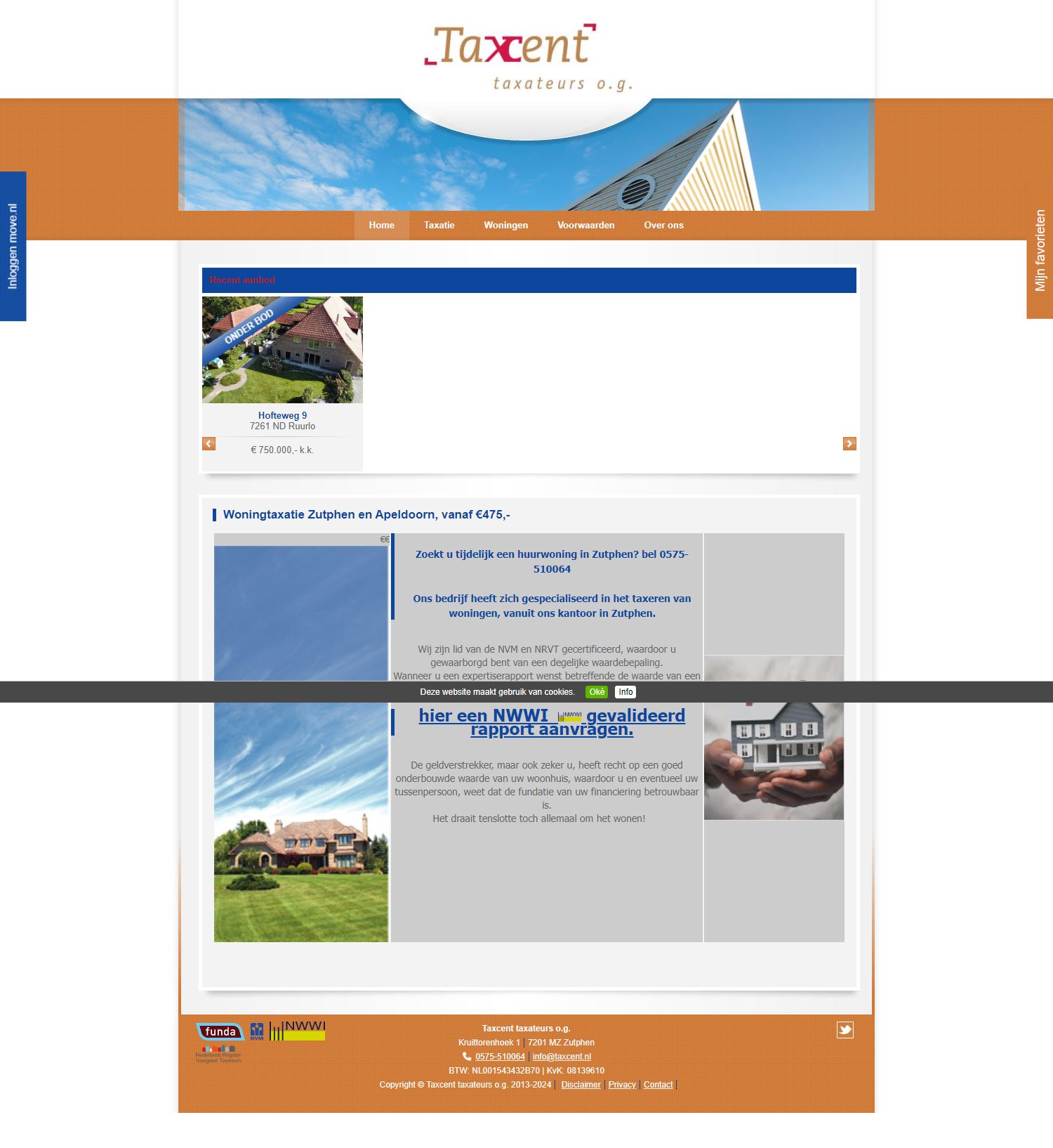 Screenshot van de website van www.taxcent.nl