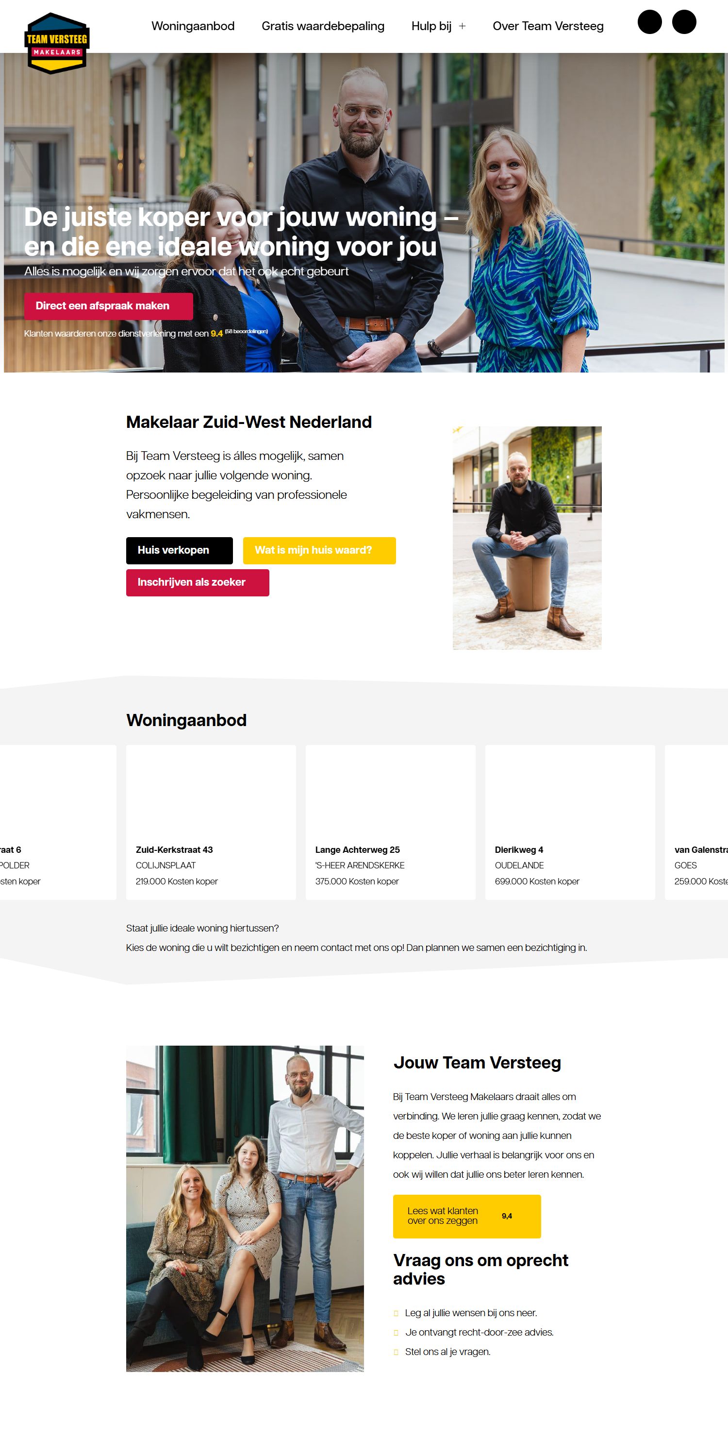 Screenshot of the website of www.teamversteeg.nl