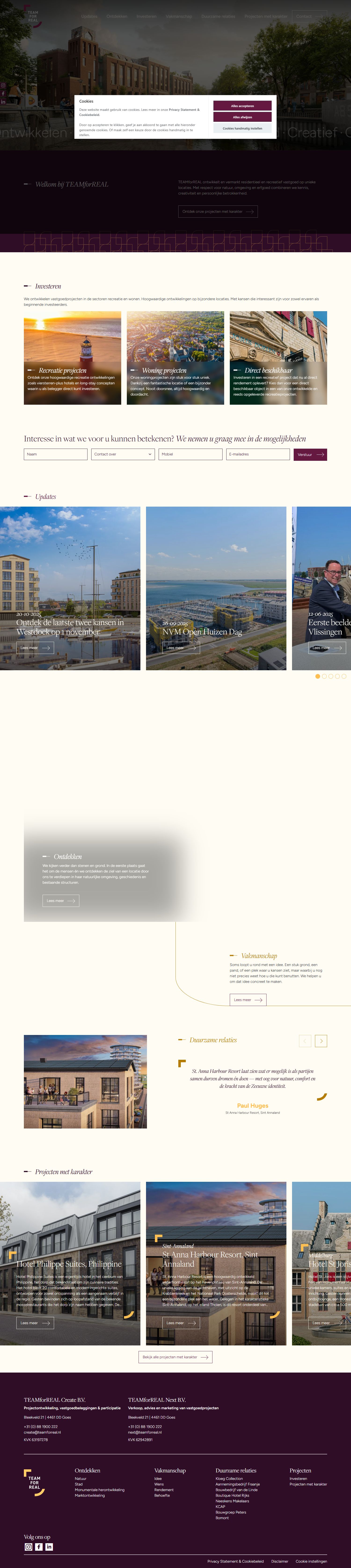 Capture d'écran du site web de www.teamforreal.nl