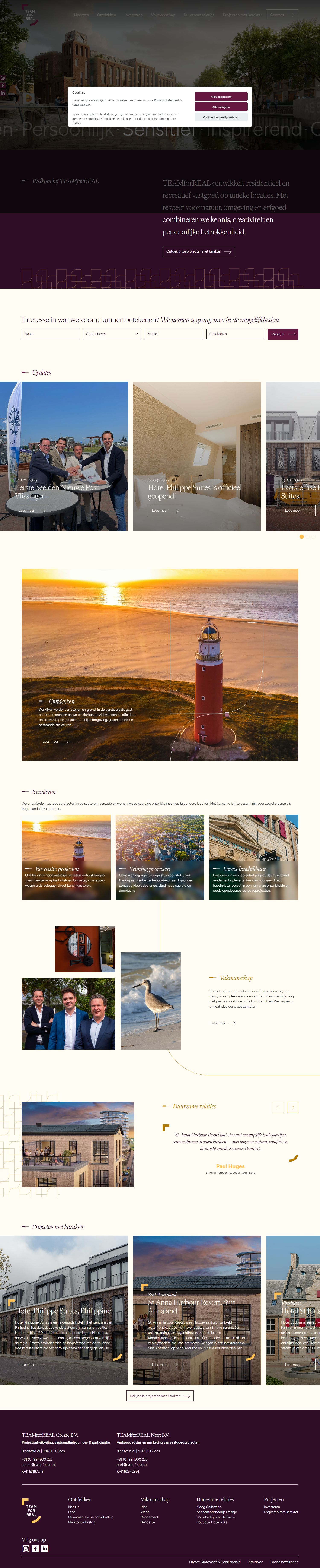 Screenshot van de website van www.teamforreal.nl