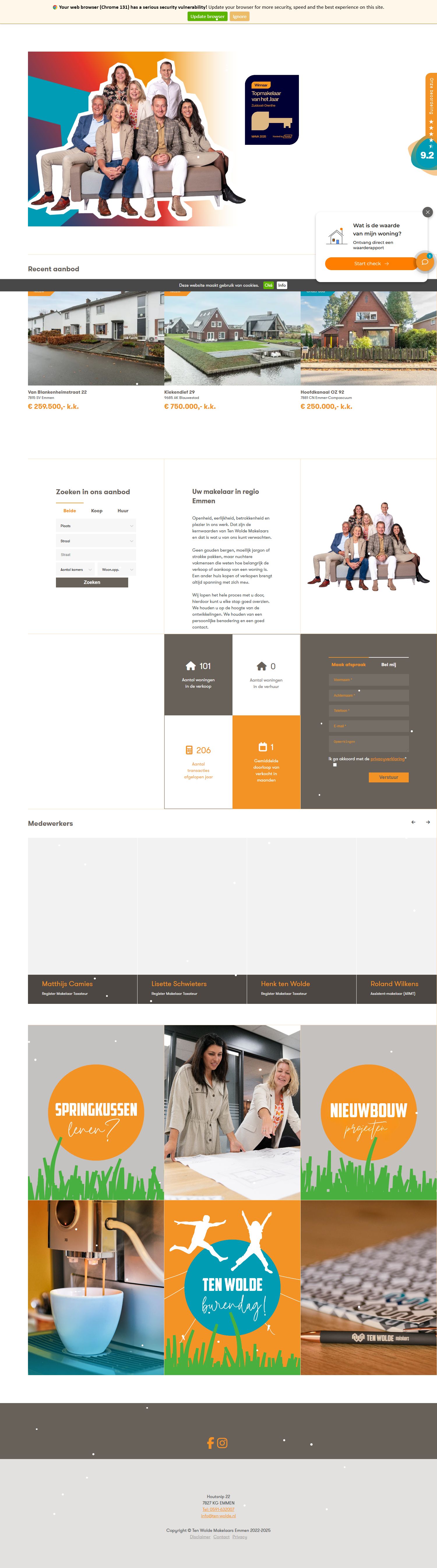 Screenshot of the website of www.ten-wolde.nl