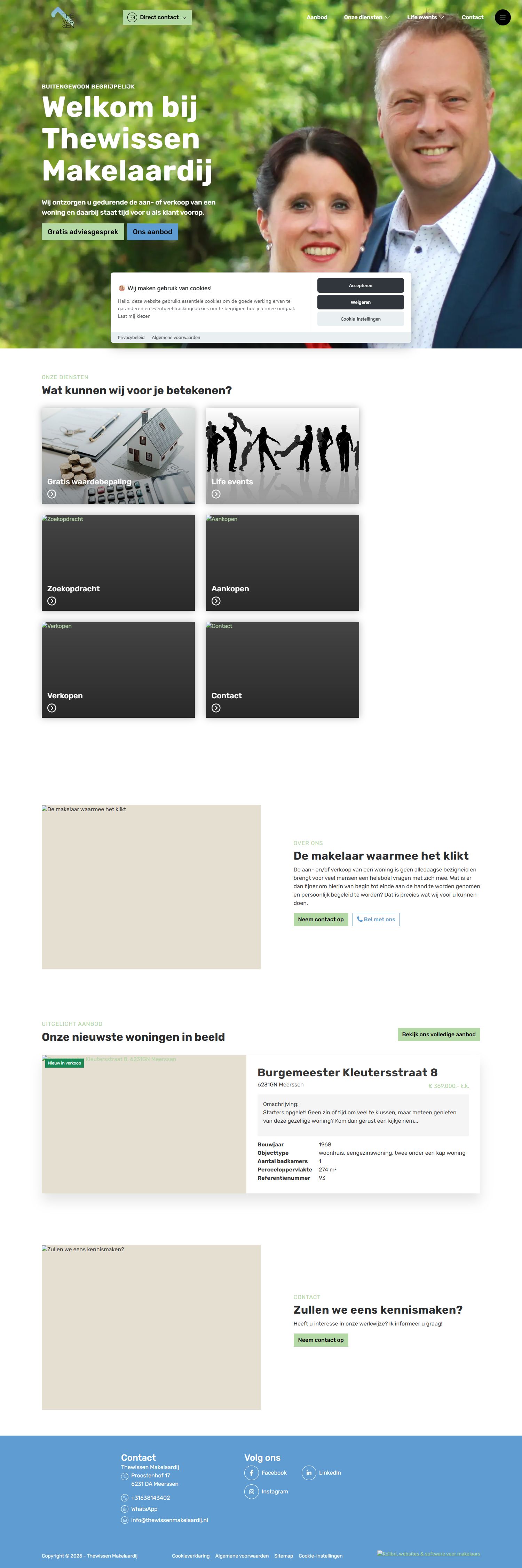 Screenshot of the website of www.thewissenmakelaardij.nl