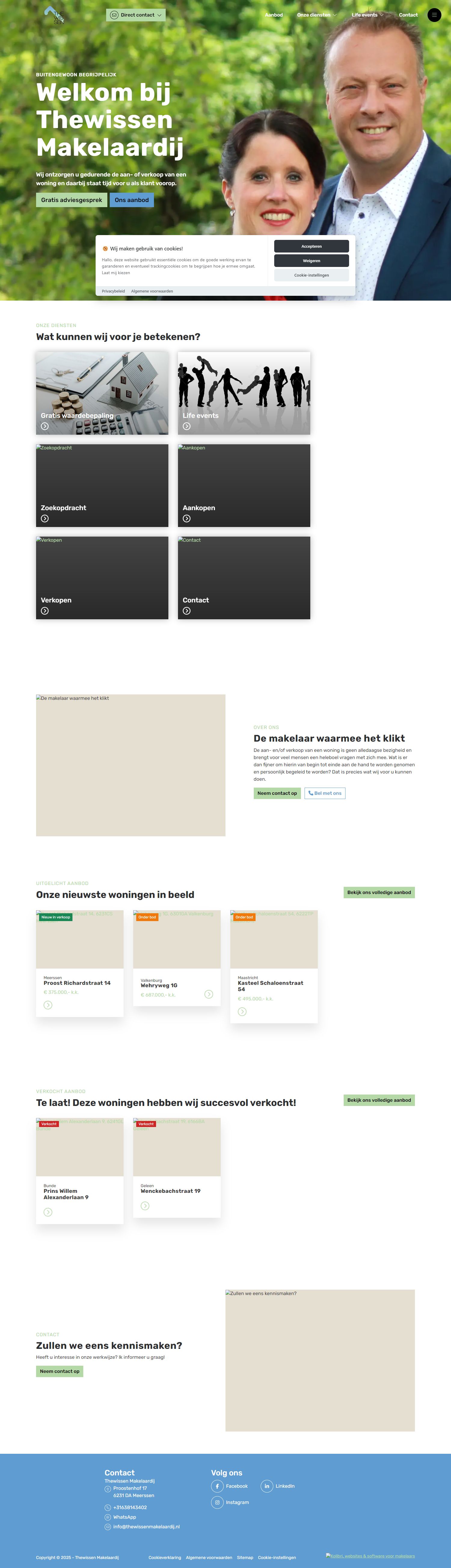 Screenshot van de website van www.thewissenmakelaardij.nl