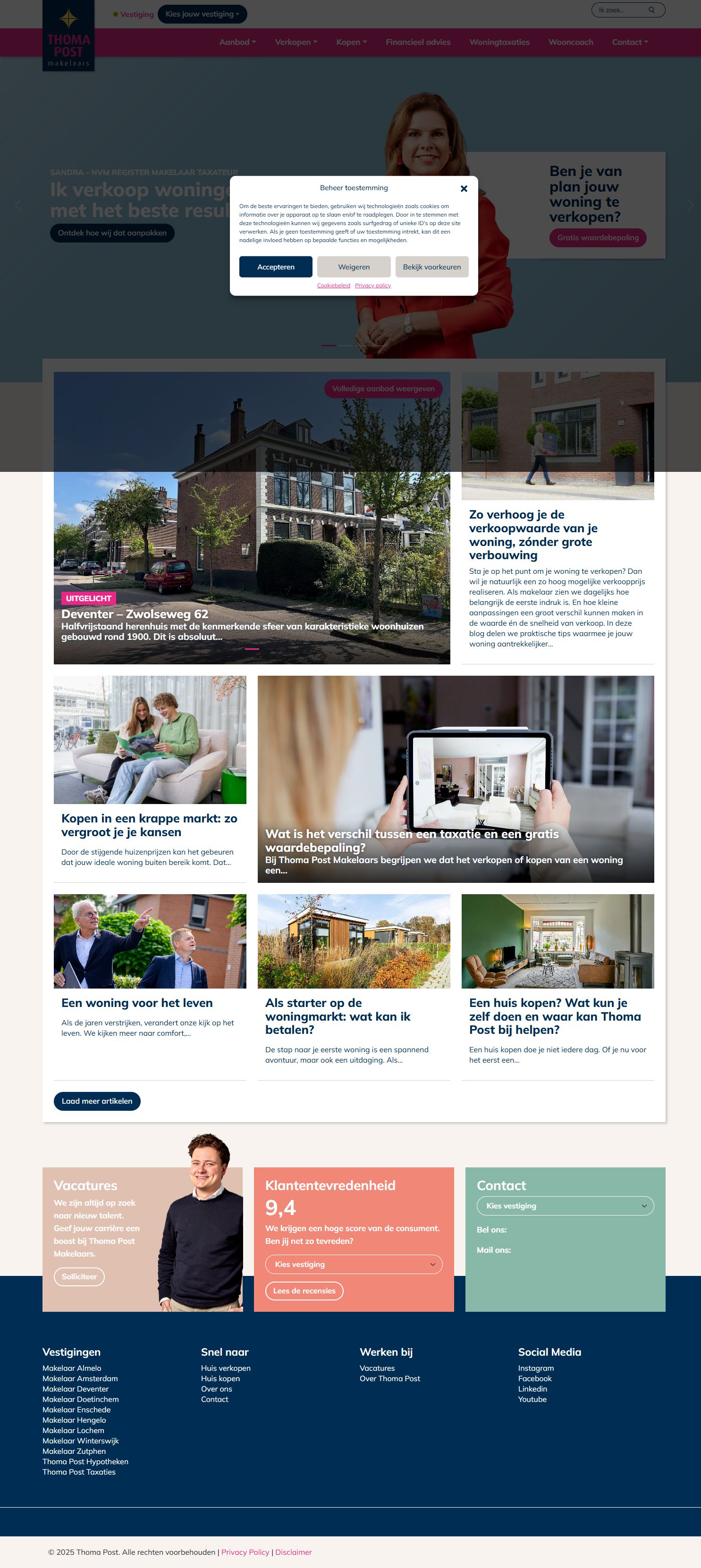 Screenshot der Website von www.thomapost.nl