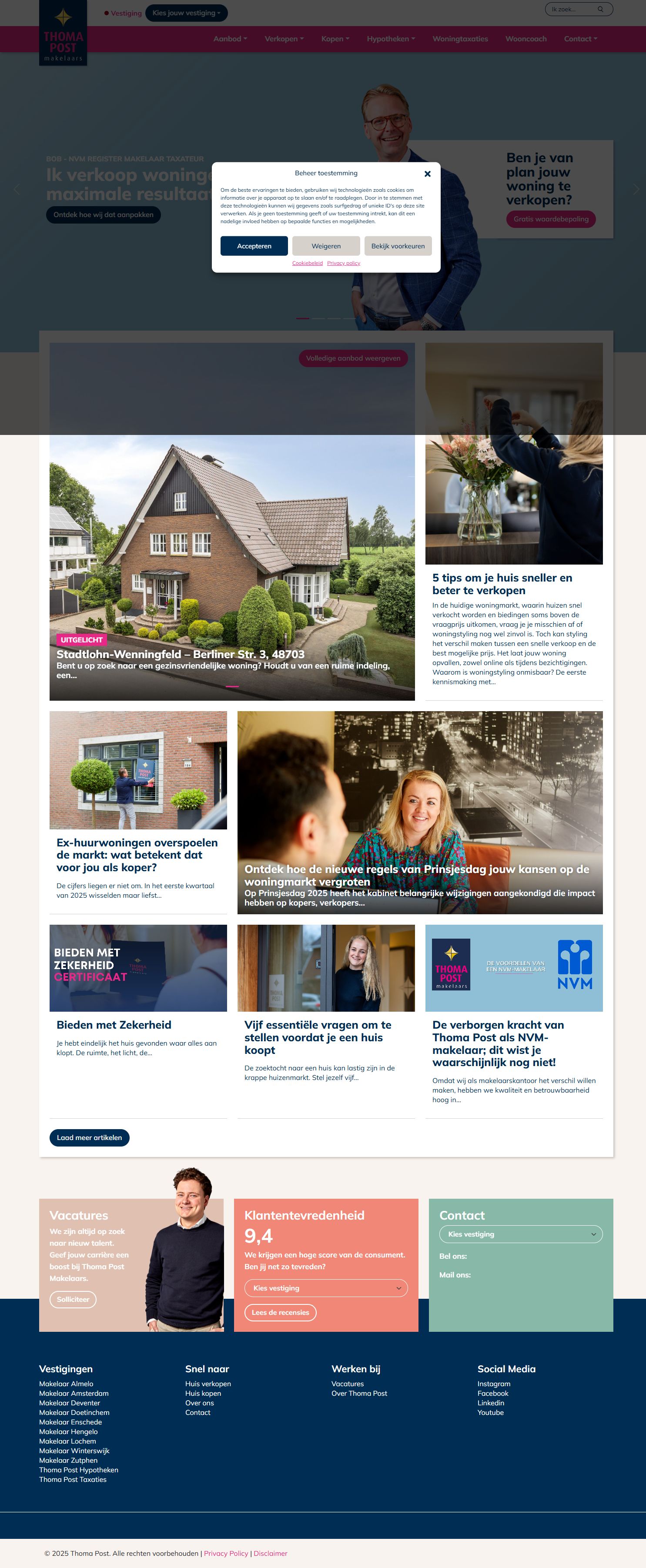 Capture d'écran du site web de www.thomapost.nl