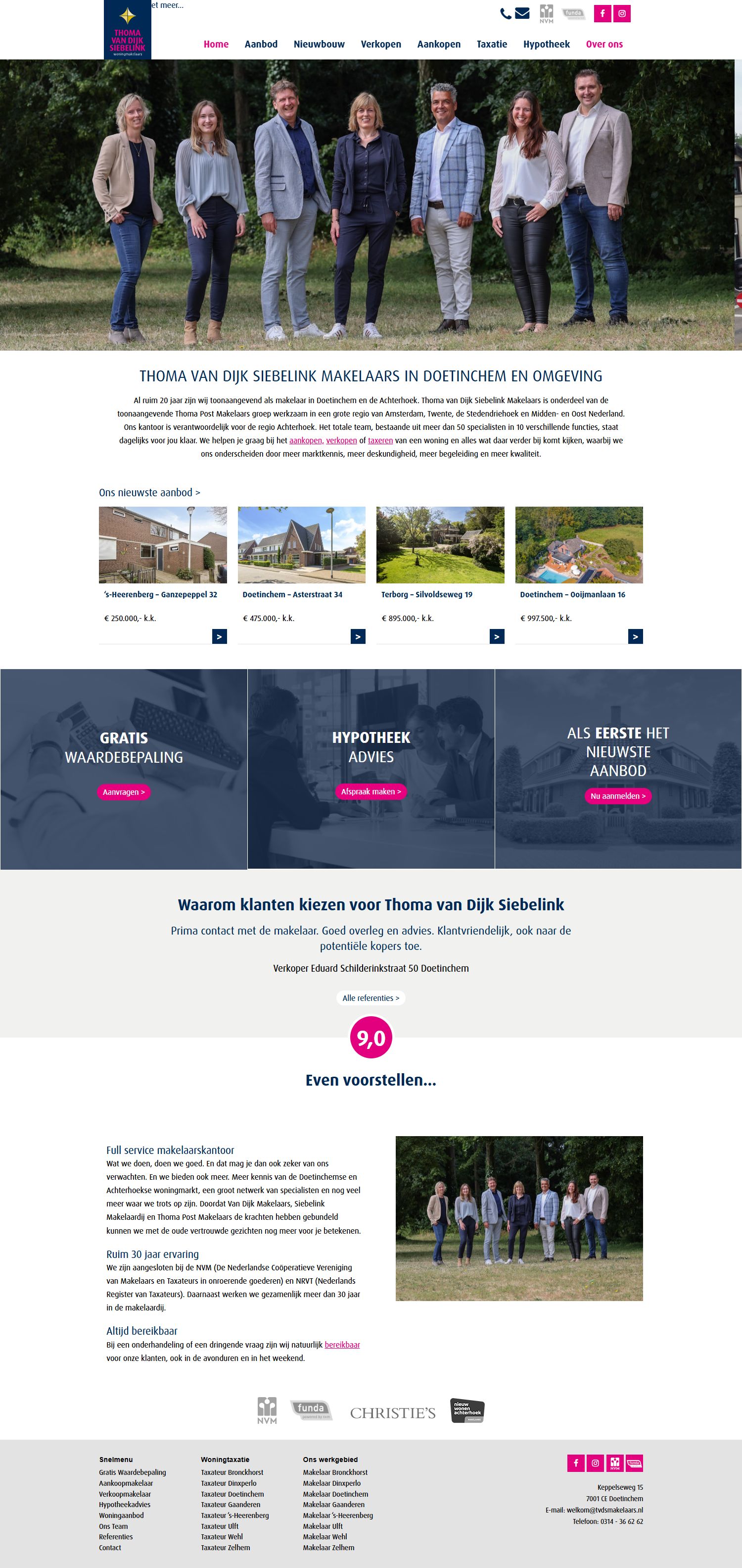 Screenshot der Website von www.tvdsmakelaars.nl