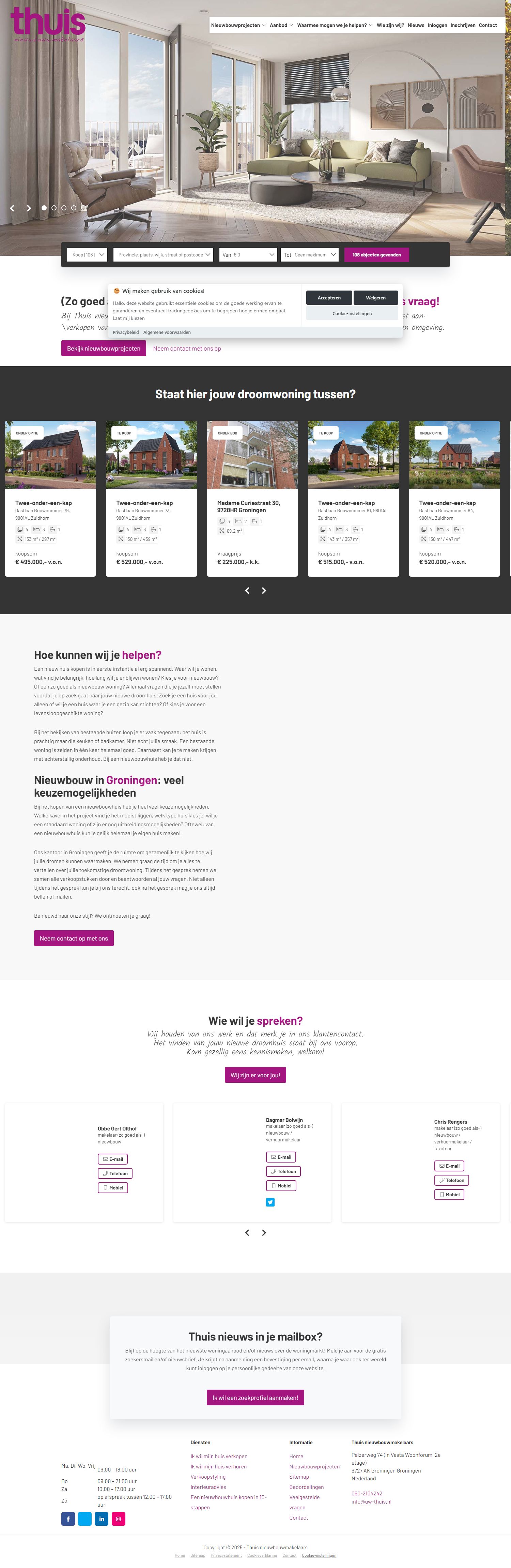 Screenshot van de website van www.uw-thuis.nl