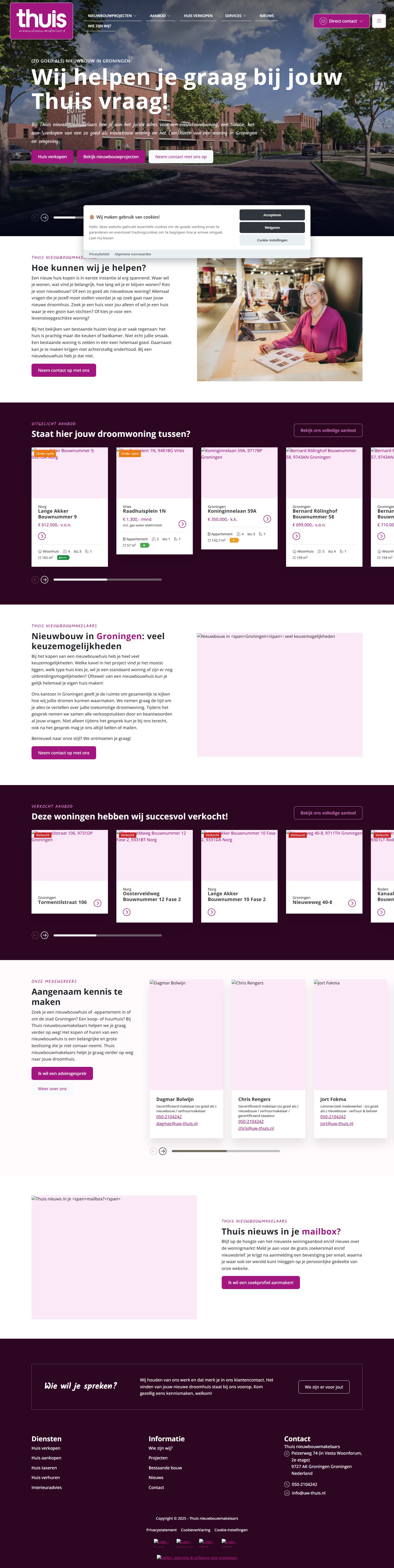 Capture d'écran du site web de www.uw-thuis.nl