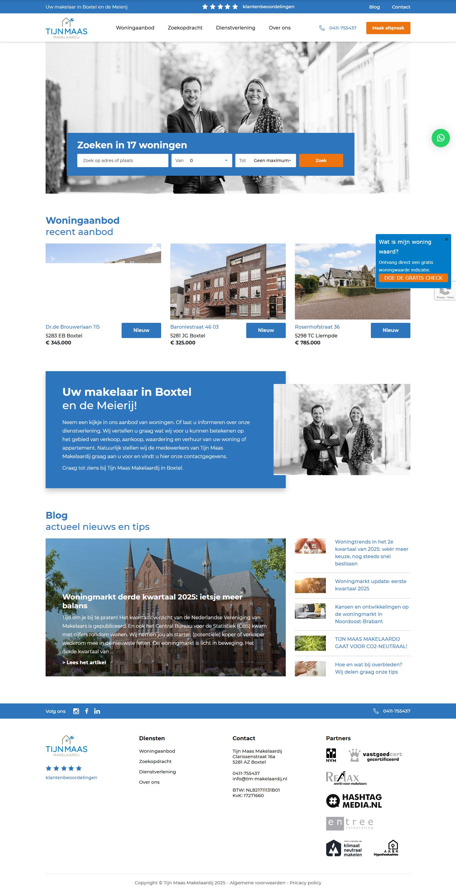 Screenshot van de website van www.tm-makelaardij.nl