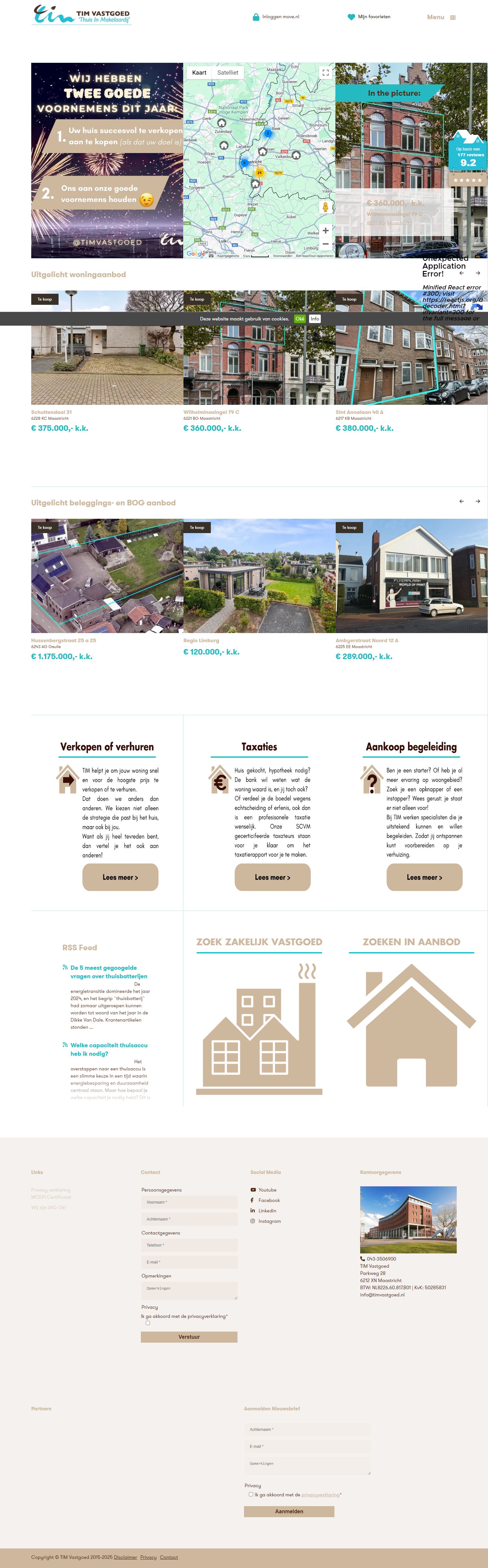 Screenshot van de website van www.timvastgoed.nl