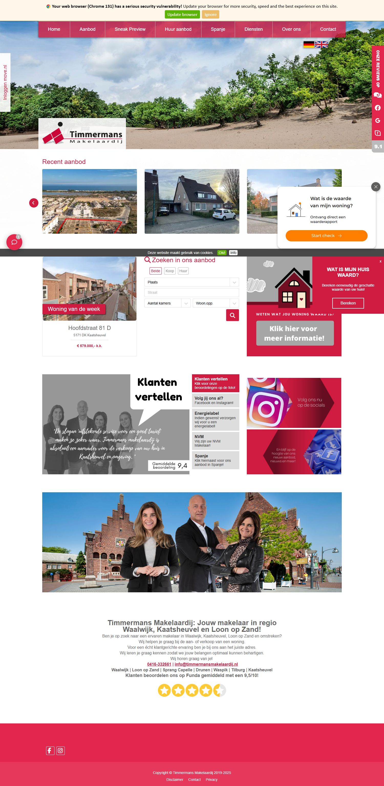 Screenshot van de website van www.timmermansmakelaardij.nl