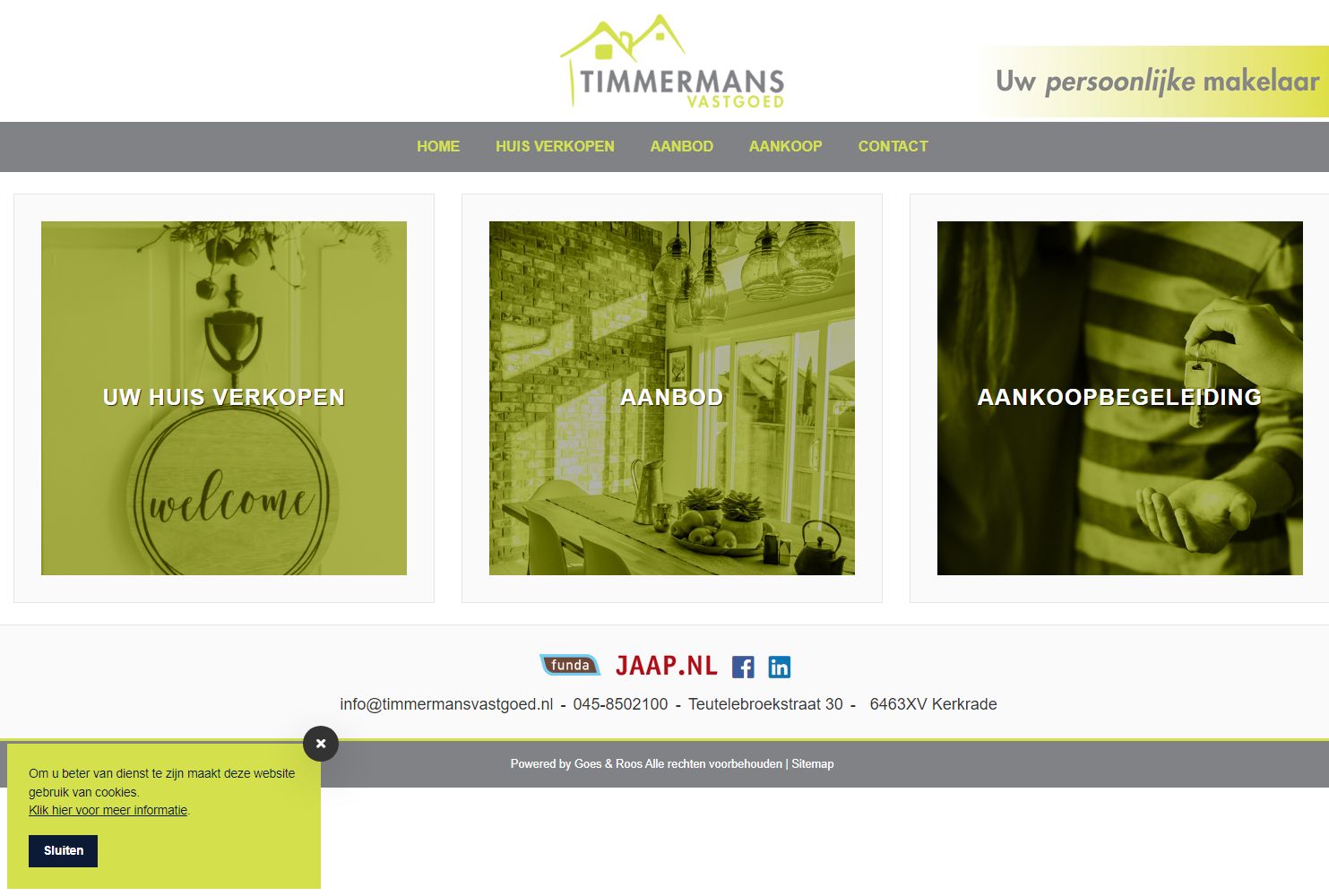 Screenshot van de website van www.timmermansvastgoed.nl