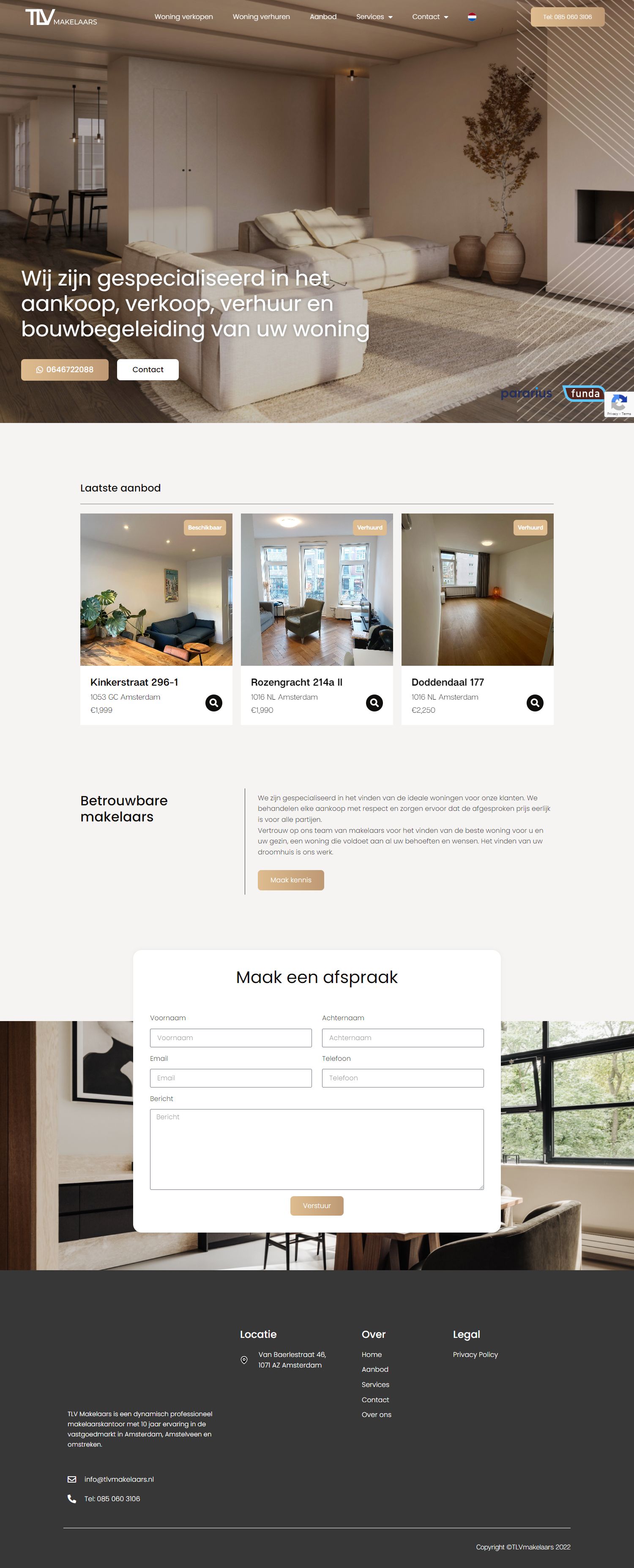 Screenshot van de website van www.tlvmakelaars.nl