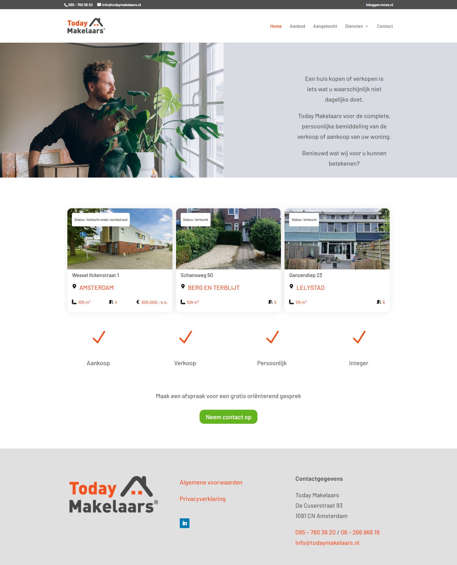 Screenshot van de website van todaymakelaars.nl