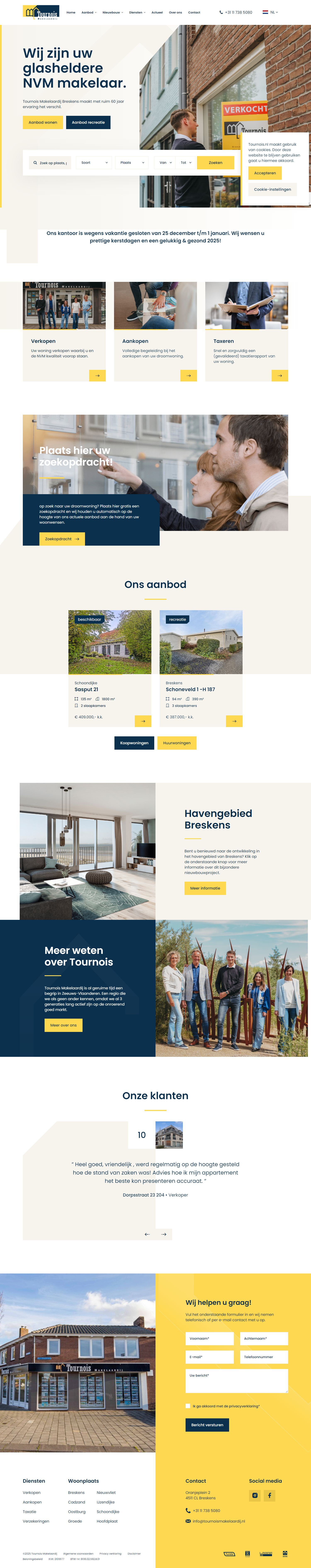 Screenshot van de website van www.tournoismakelaardij.nl