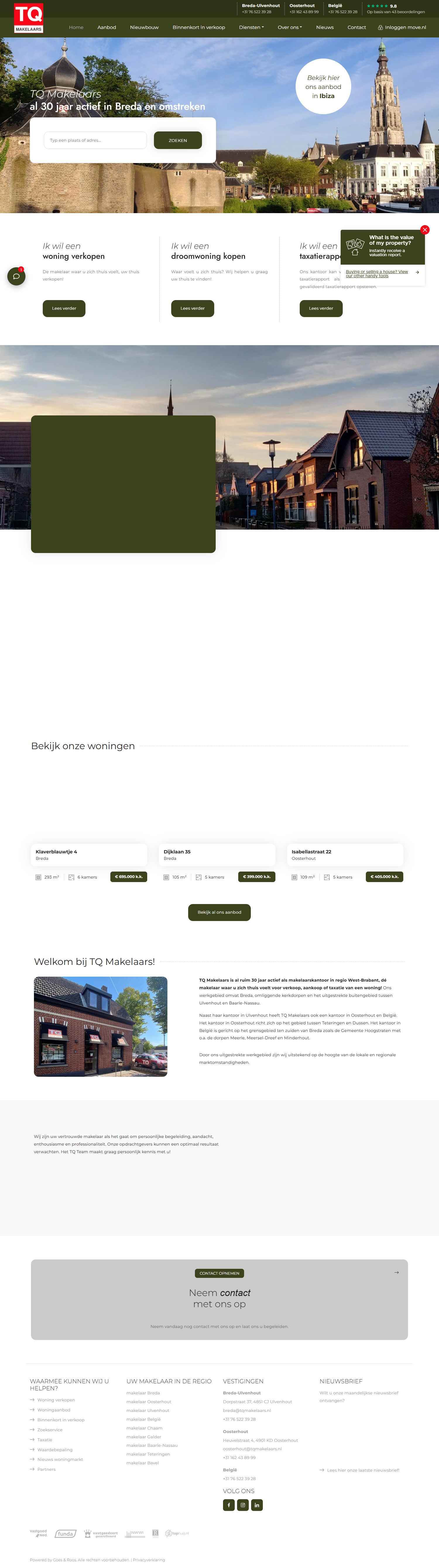 Screenshot of the website of www.tqmakelaars.nl