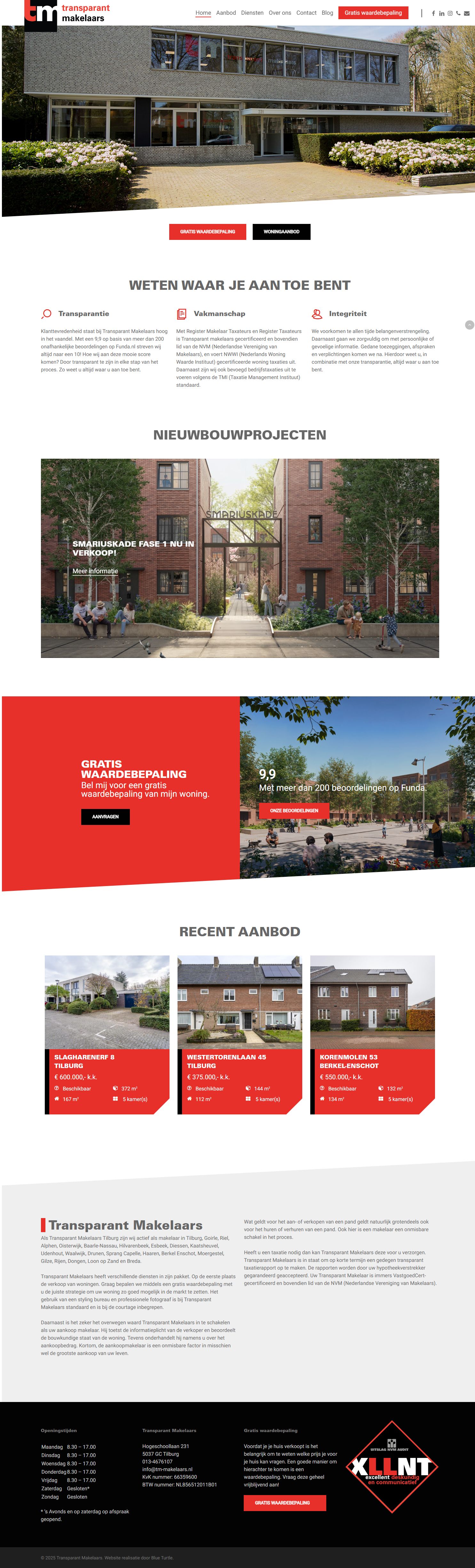 Screenshot of the website of www.tm-makelaars.nl