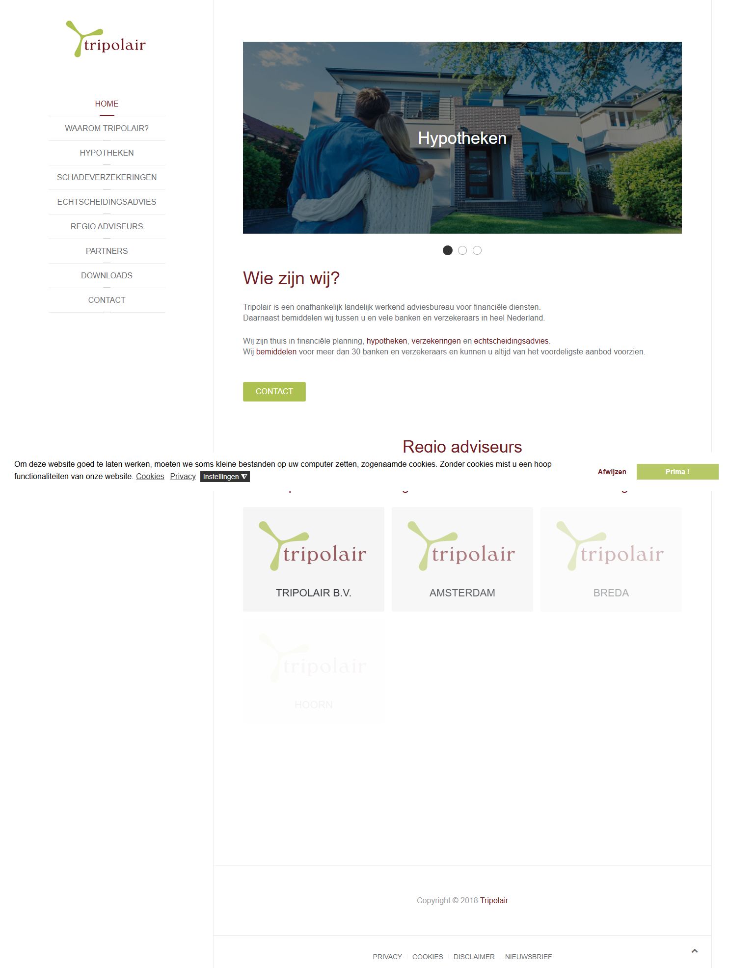 Screenshot van de website van www.tripolair.nl