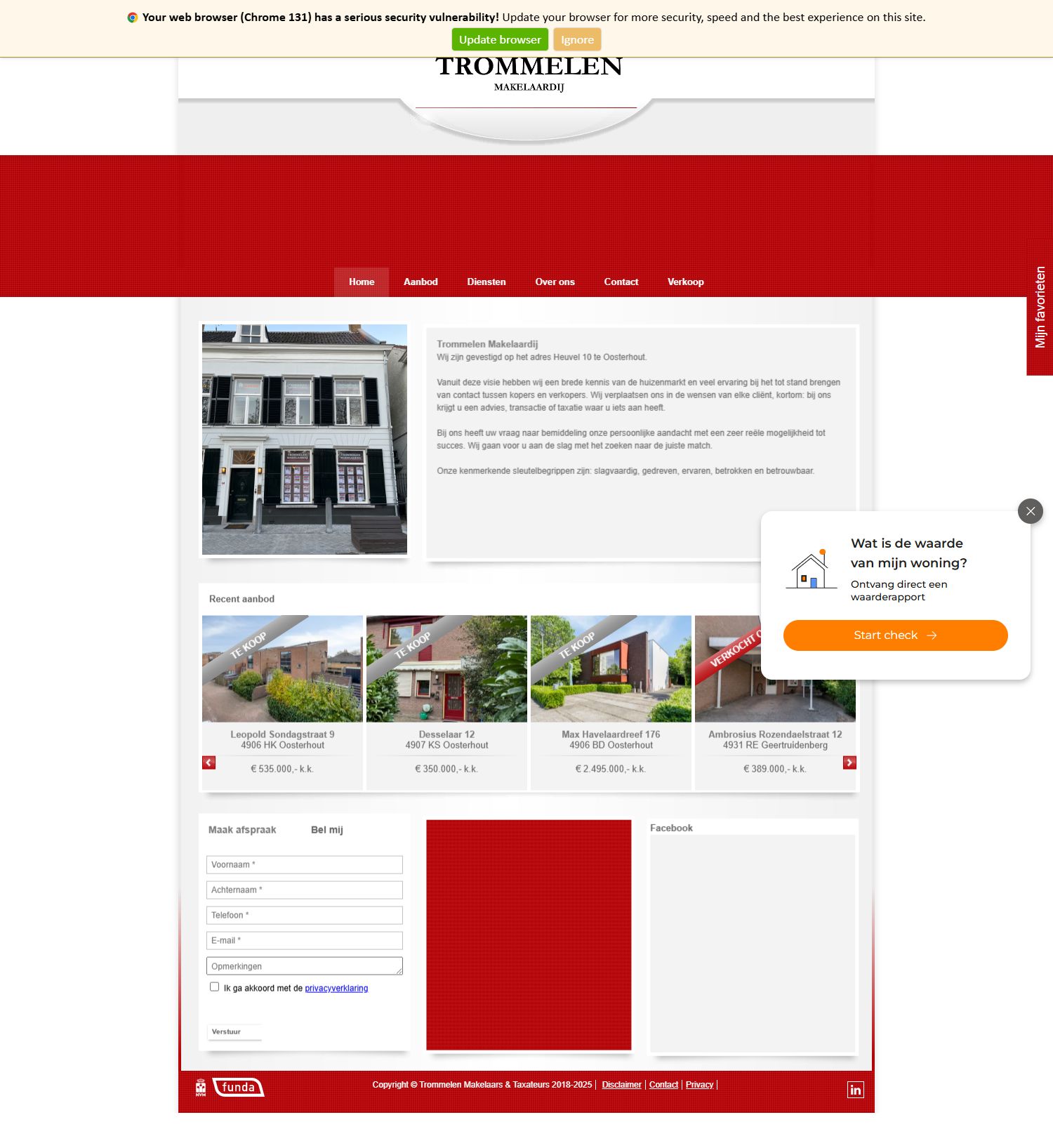 Capture d'écran du site web de www.trommelenmakelaardij.nl