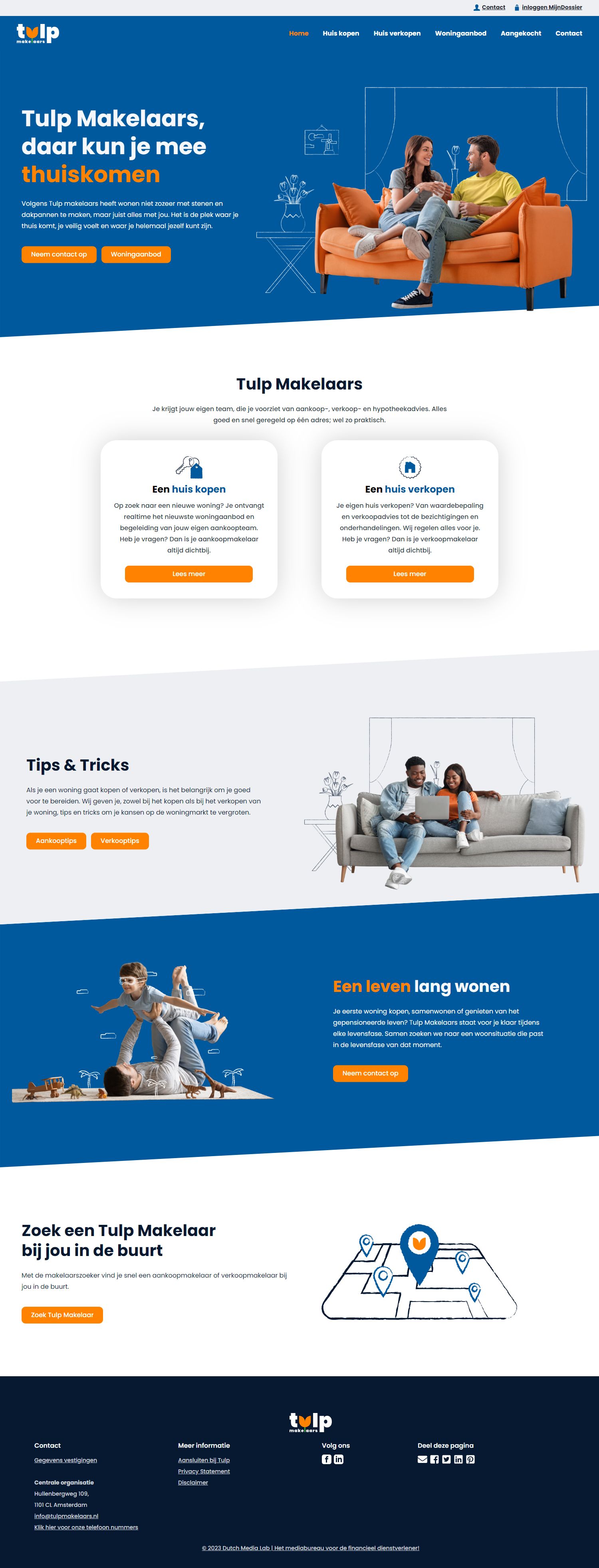 Screenshot van de website van www.tulpmakelaars.nl