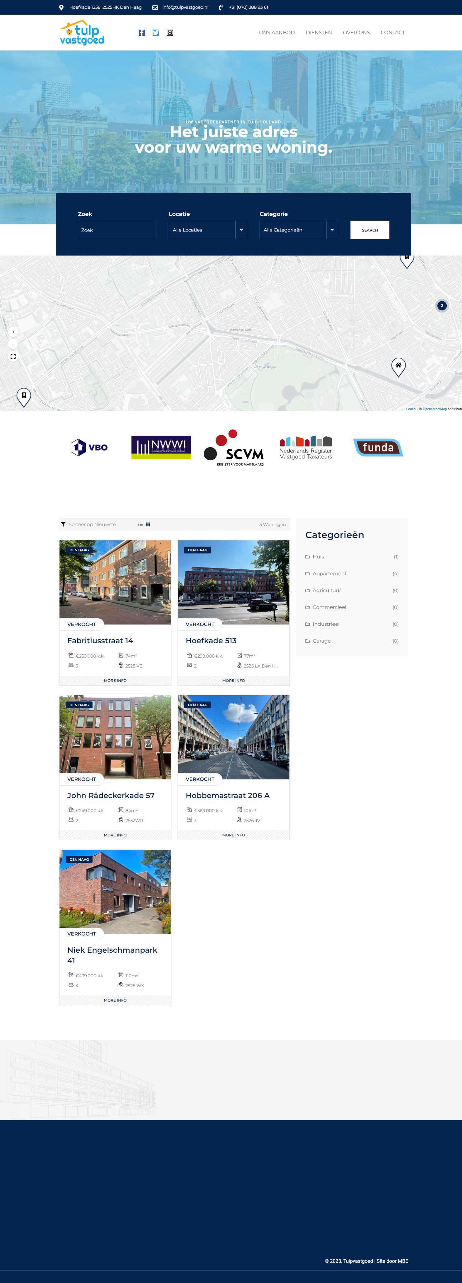 Screenshot van de website van www.tulpvastgoed.nl