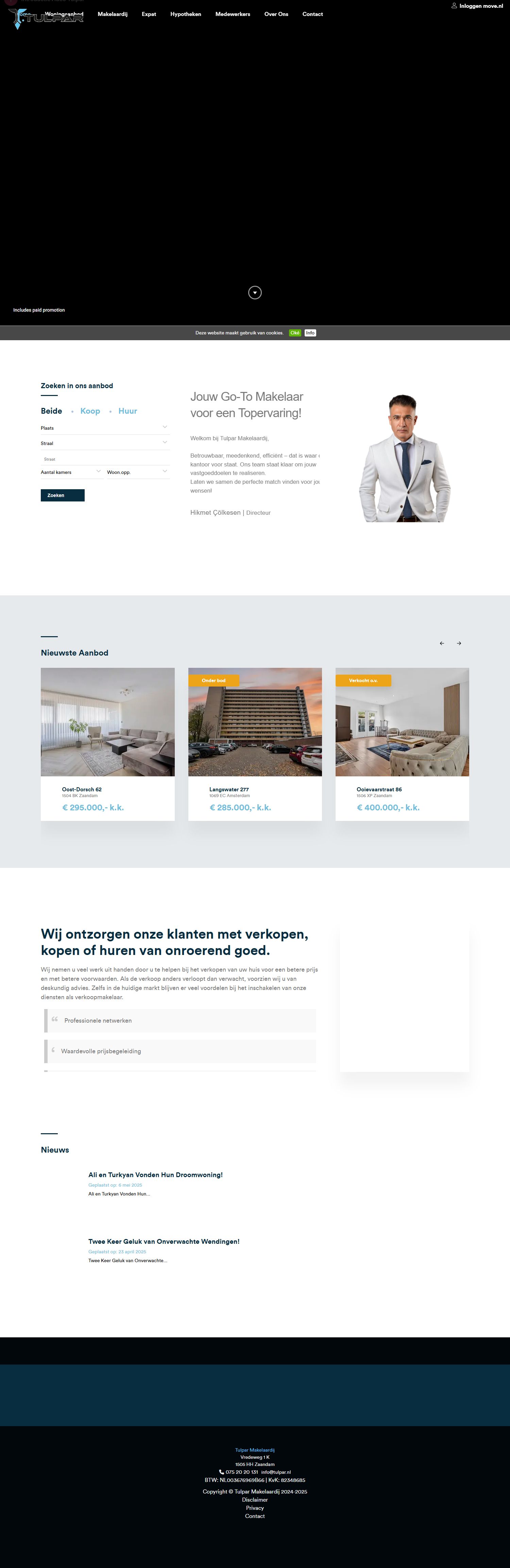Screenshot van de website van www.tulpar.nl