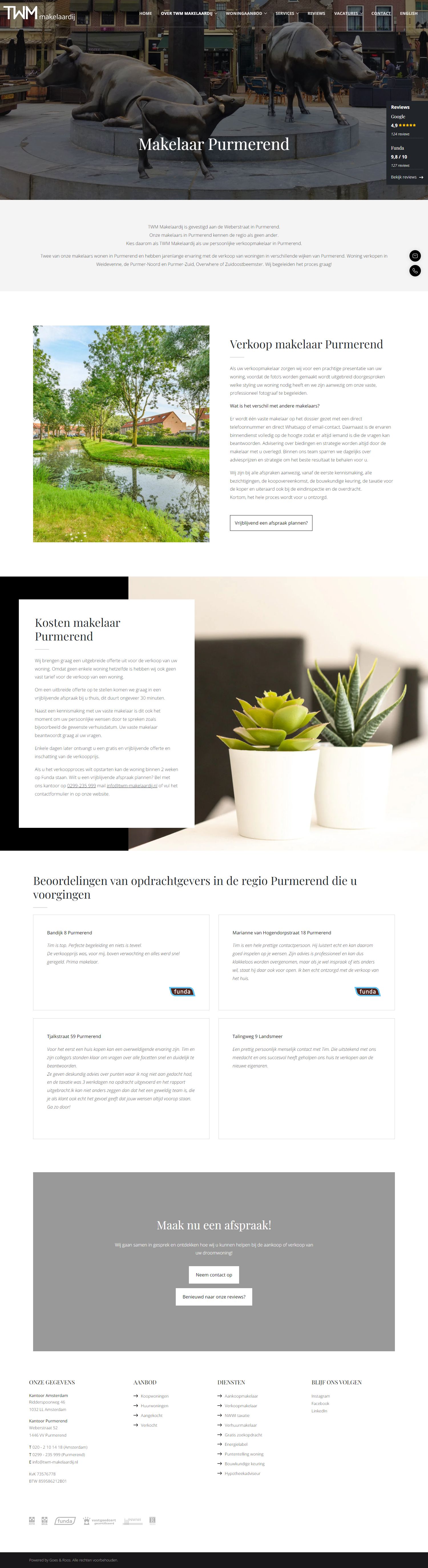 Screenshot van de website van www.makelaarpurmerend.com