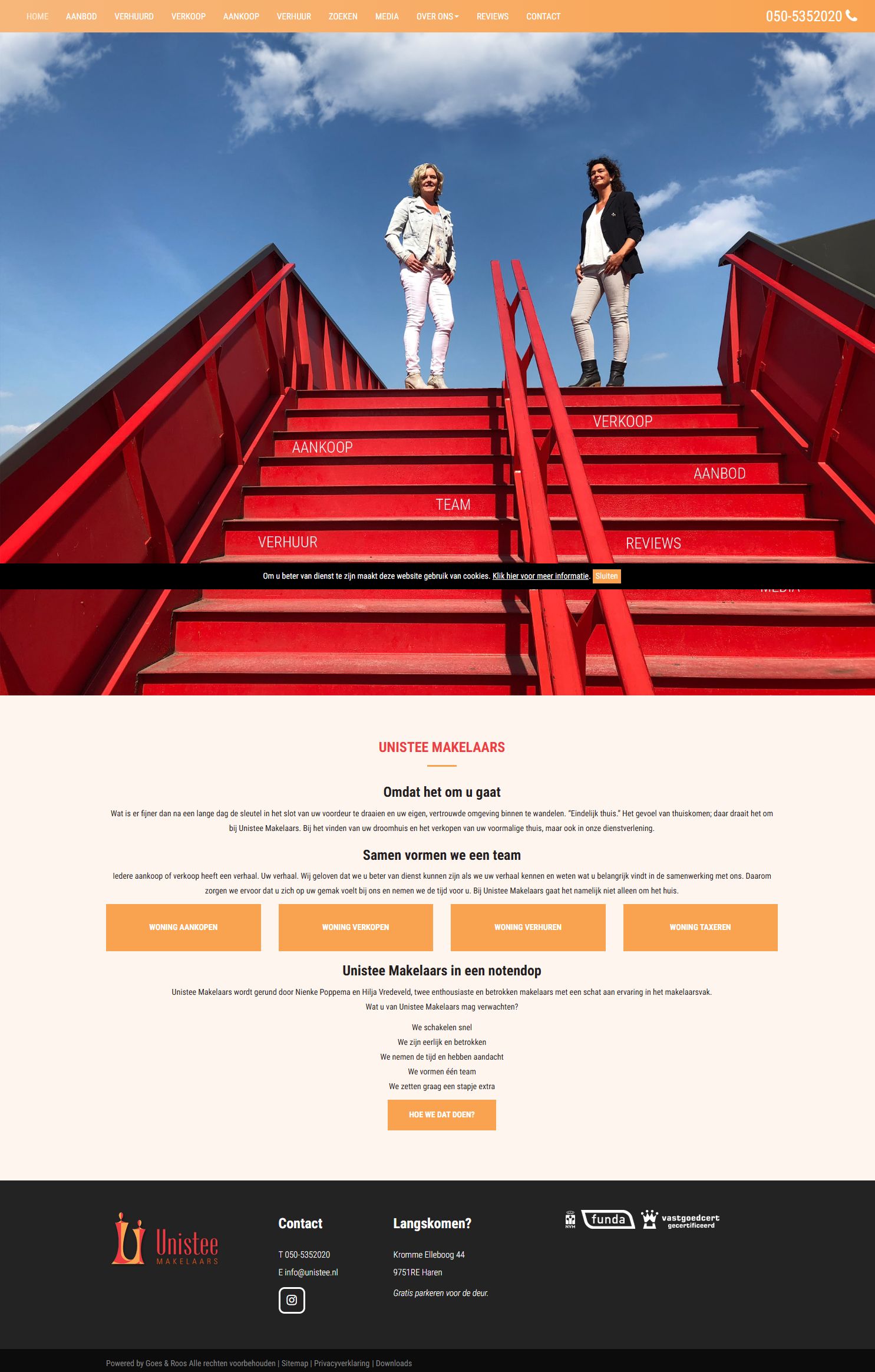 Screenshot of the website of www.unistee.nl