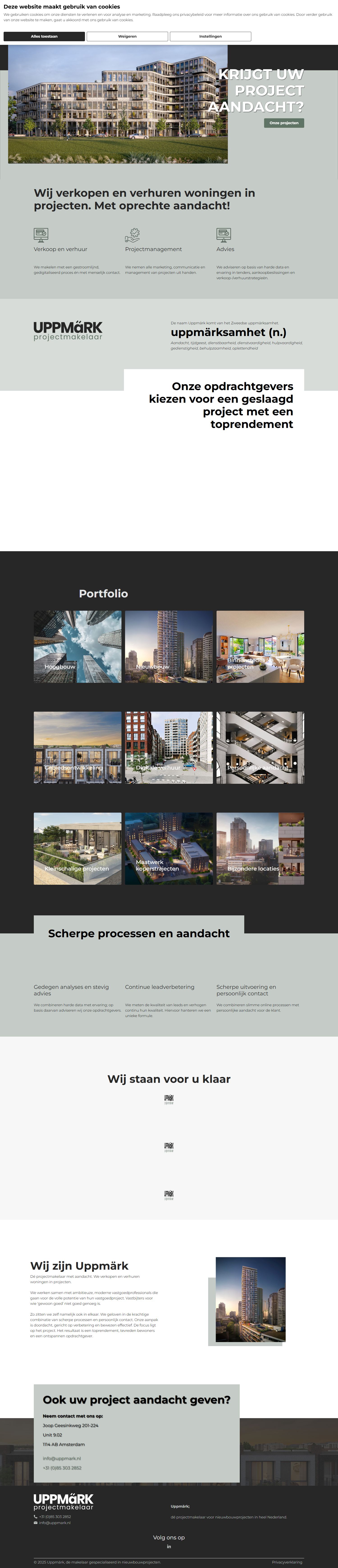 Screenshot van de website van www.uppmark.nl