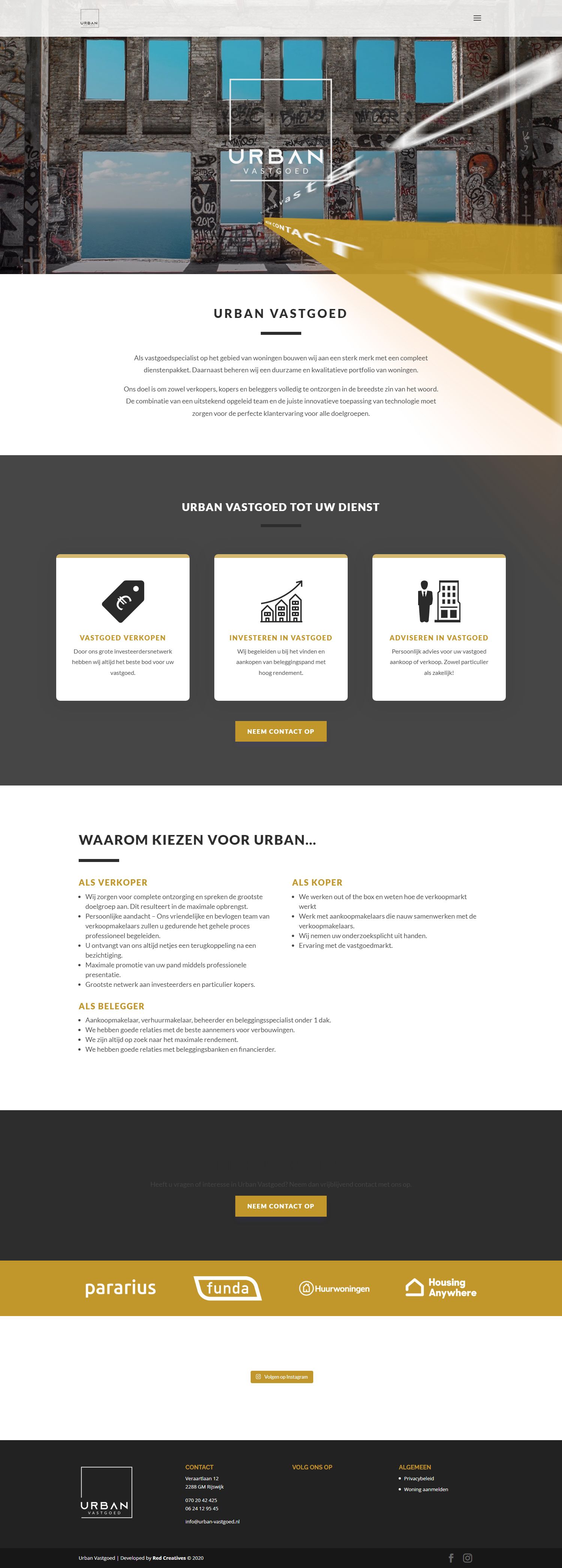 Screenshot van de website van www.urban-vastgoed.nl