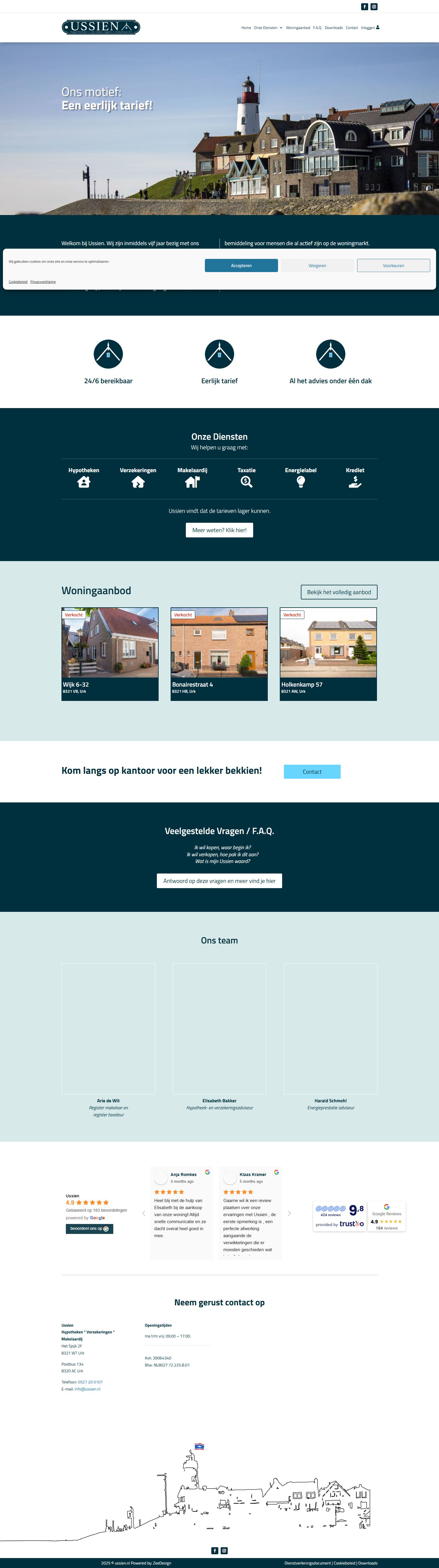 Screenshot of the website of www.ussien.nl
