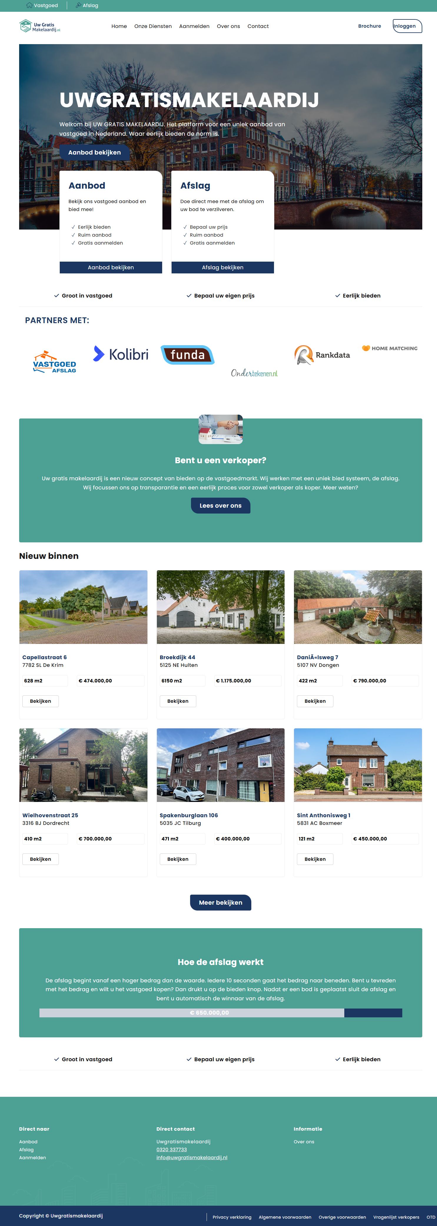 Screenshot der Website von uwgratismakelaardij.nl