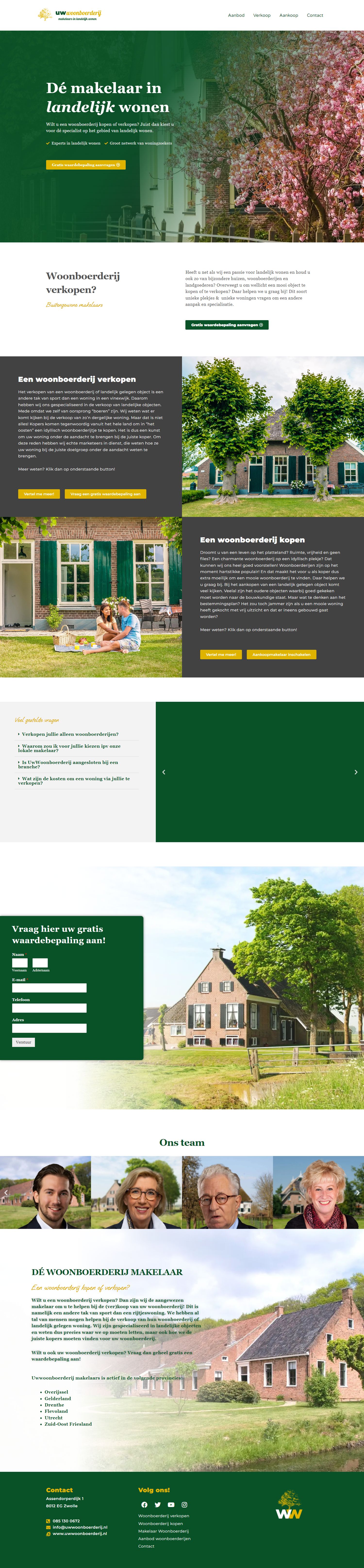 Screenshot van de website van www.uwwoonboerderij.nl