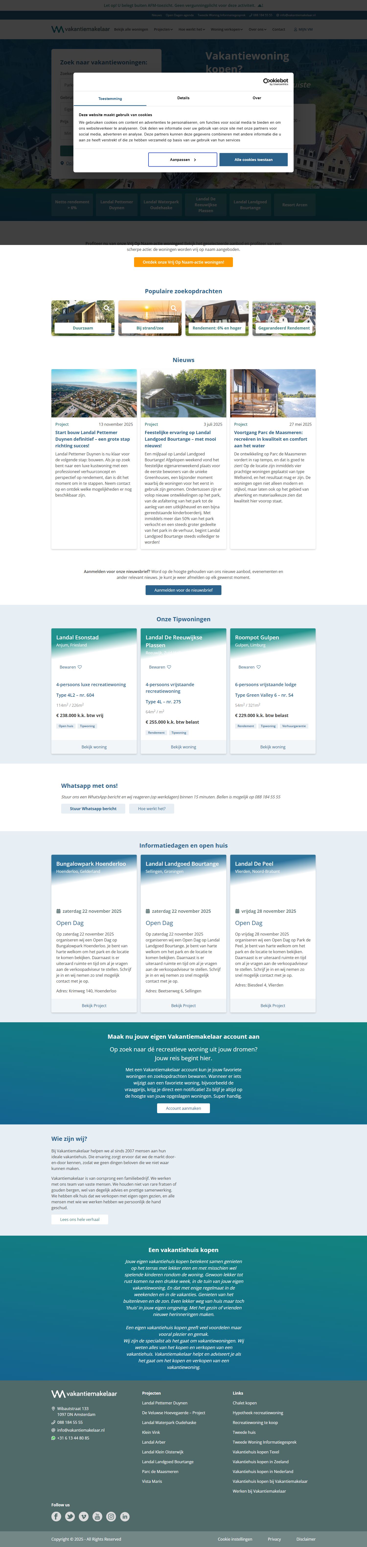 Screenshot der Website von www.vakantiemakelaar.nl