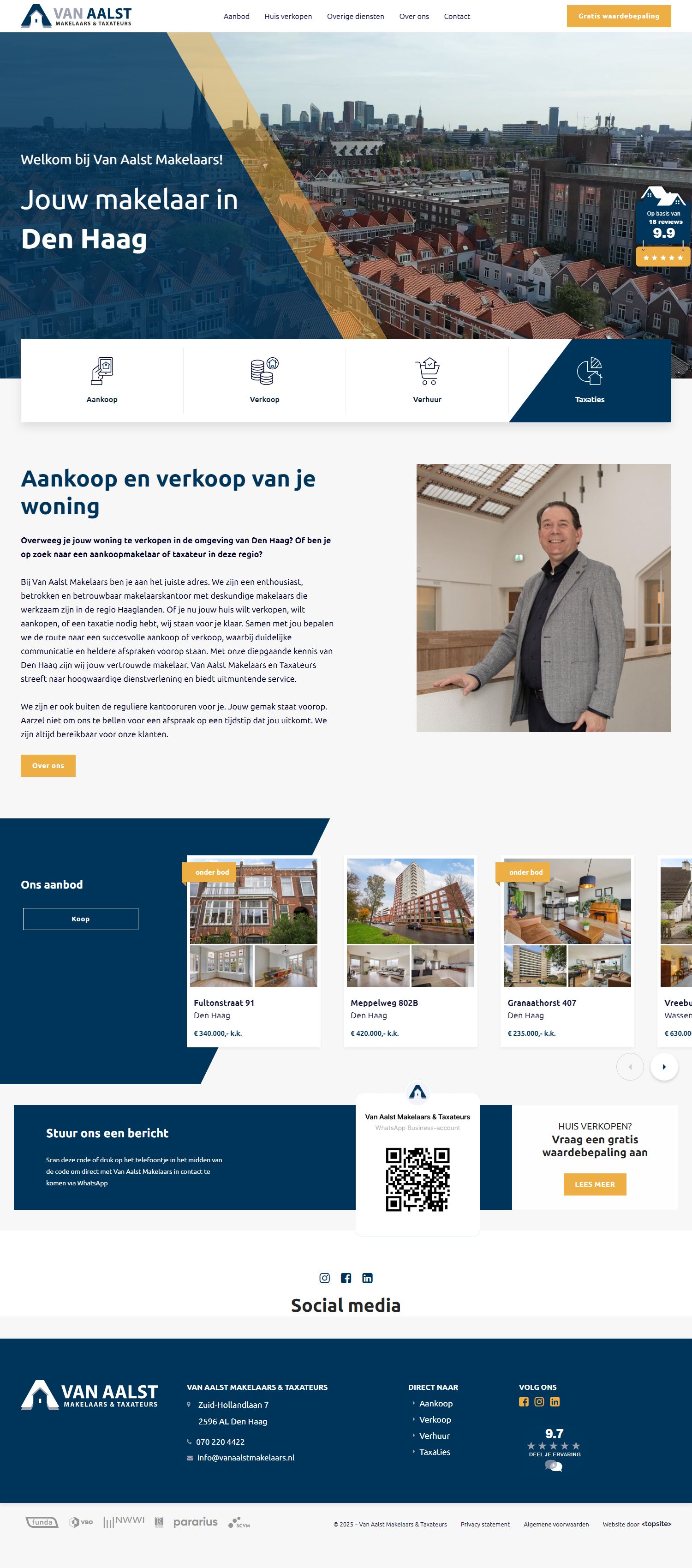 Screenshot van de website van www.vanaalstmakelaars.nl