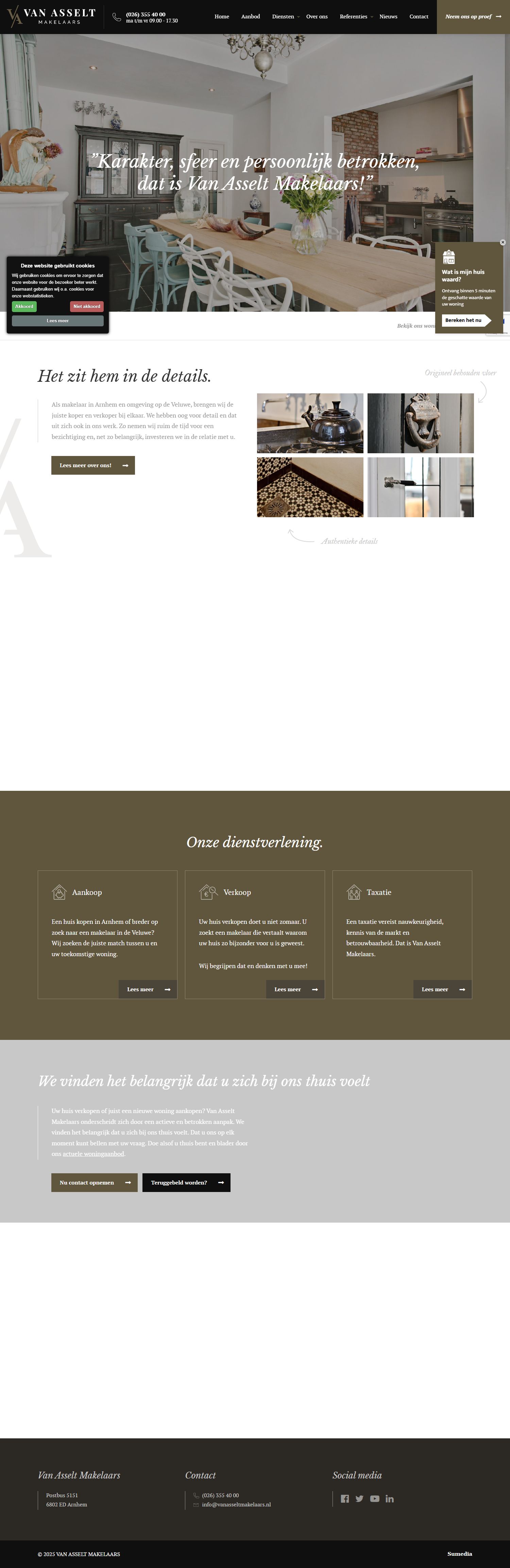 Screenshot of the website of www.vanasseltmakelaars.nl