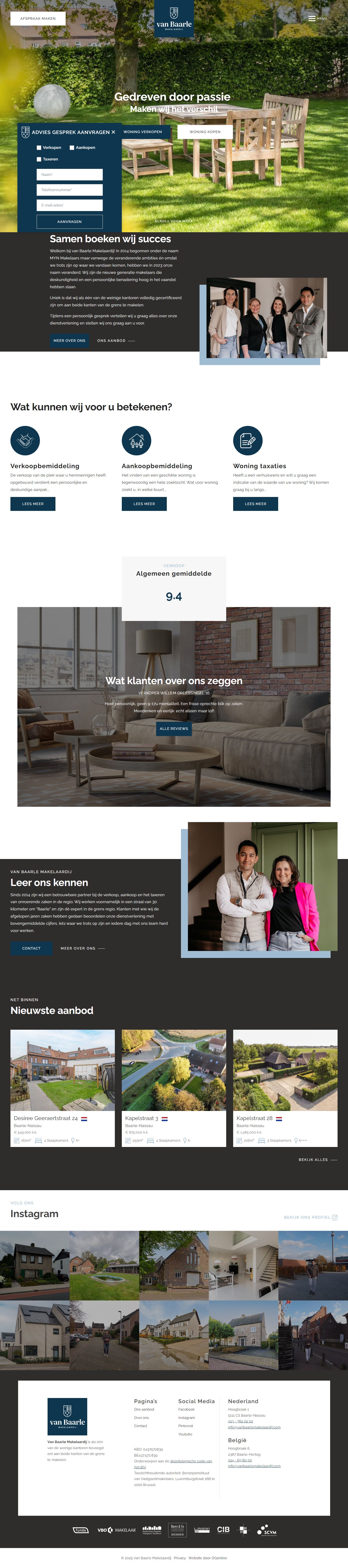 Screenshot van de website van www.vanbaarlemakelaardij.com