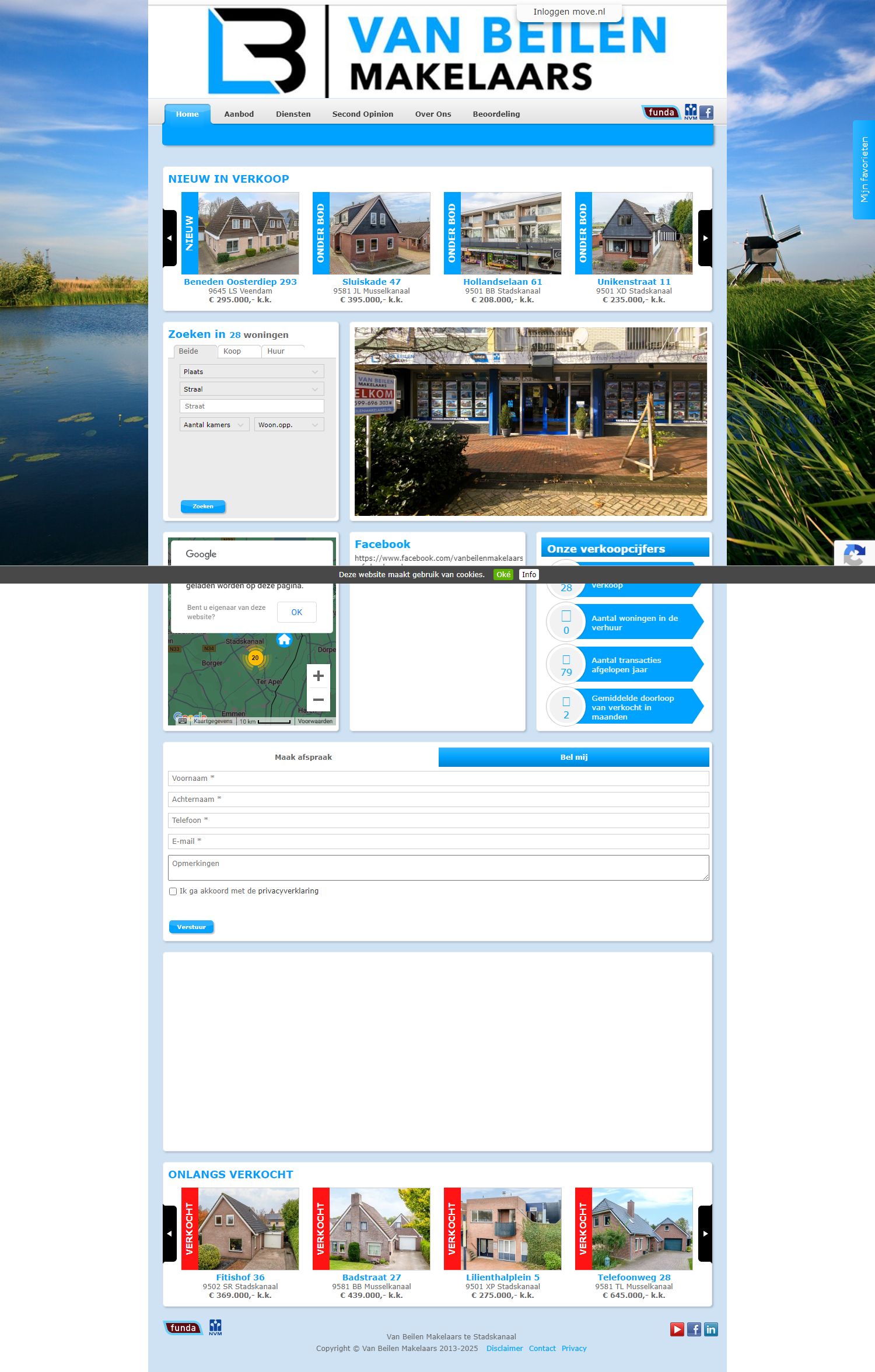 Screenshot van de website van www.vanbeilenmakelaars.nl