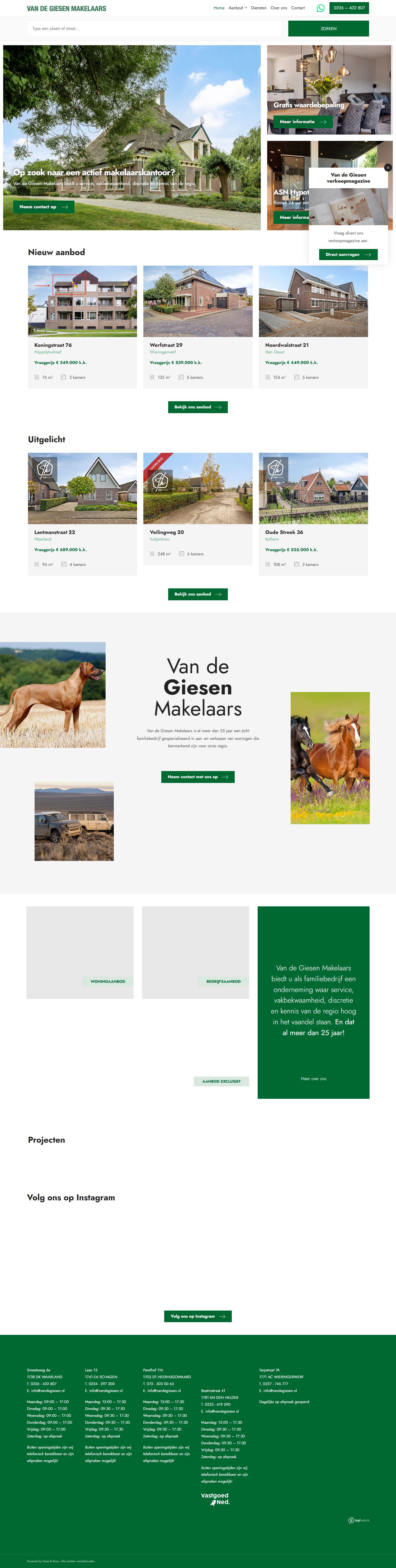 Screenshot of the website of www.vandegiesen.nl