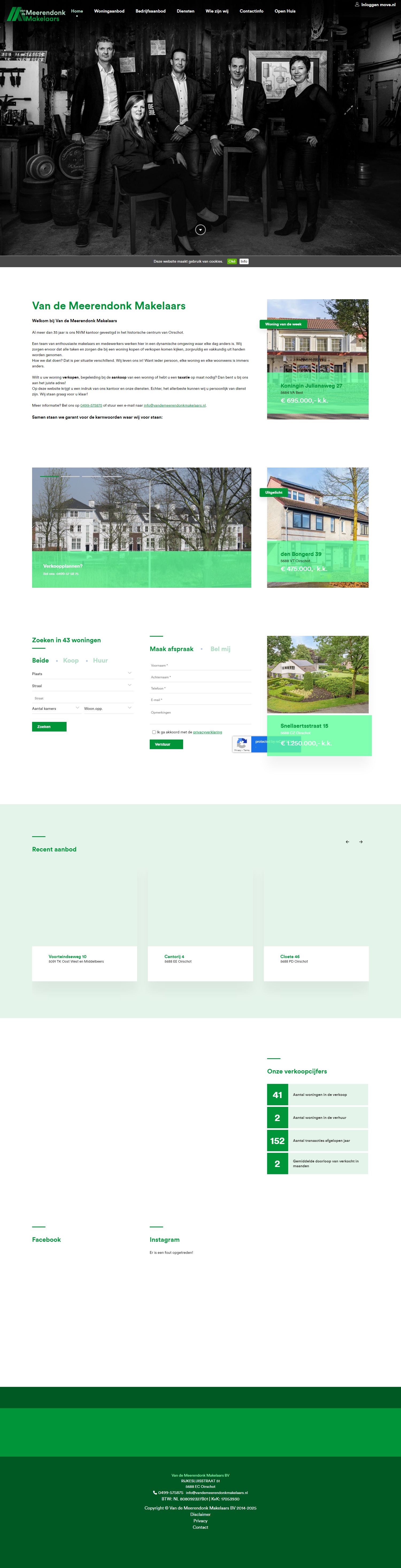 Screenshot van de website van www.vandemeerendonkmakelaars.nl