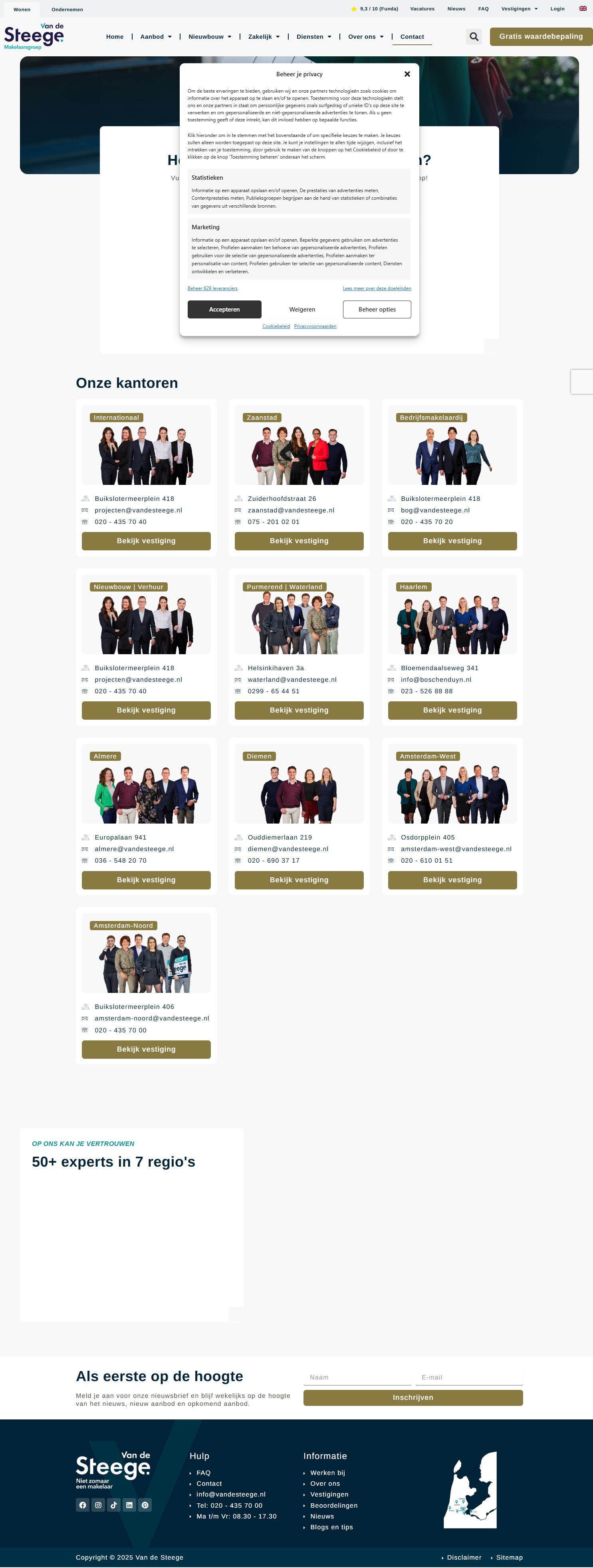 Screenshot of the website of www.vandesteege.nl