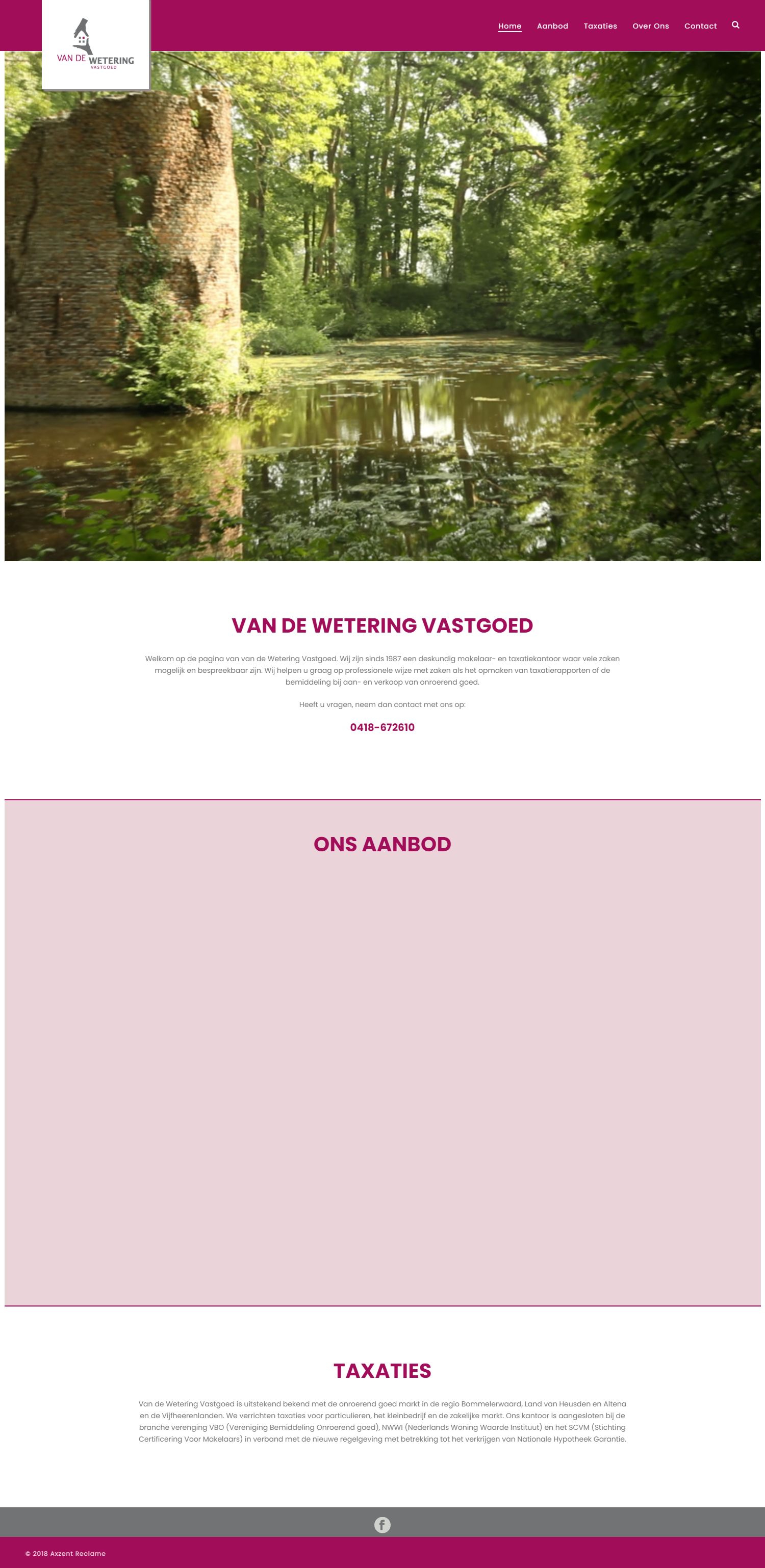 Screenshot van de website van www.weteringvastgoed.nl