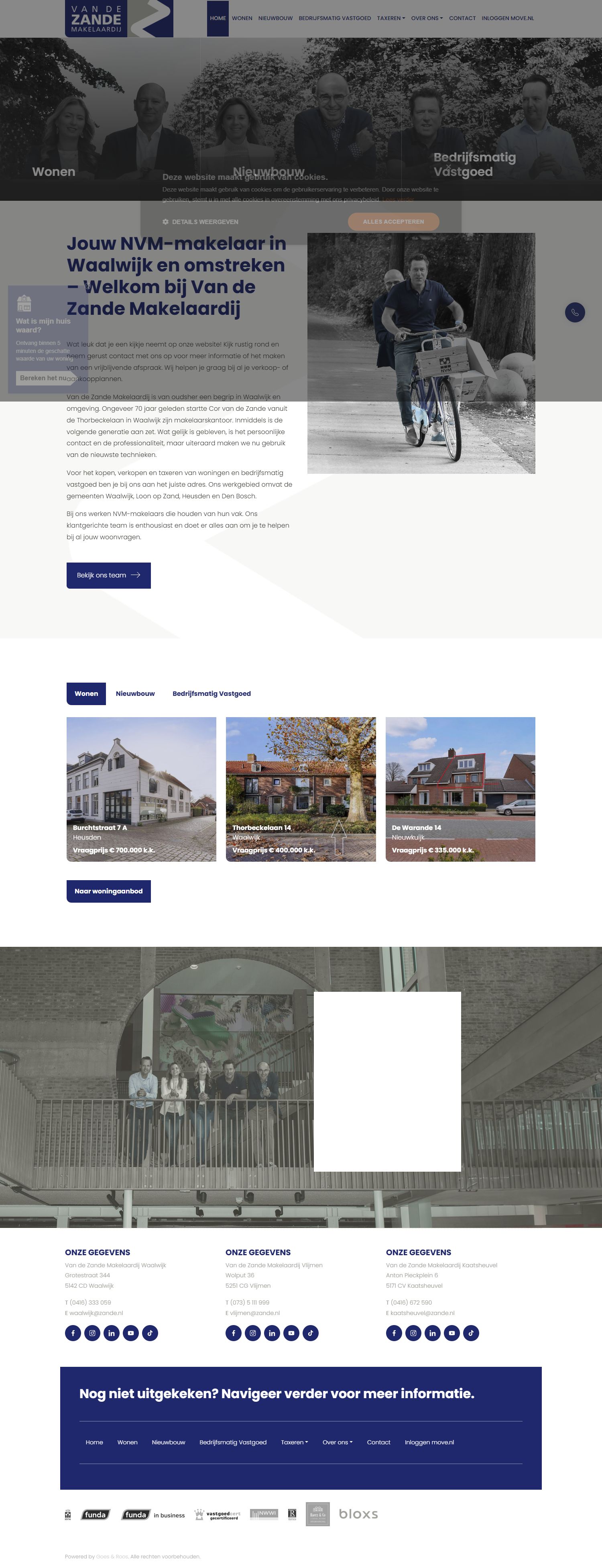 Capture d'écran du site web de www.zande.nl